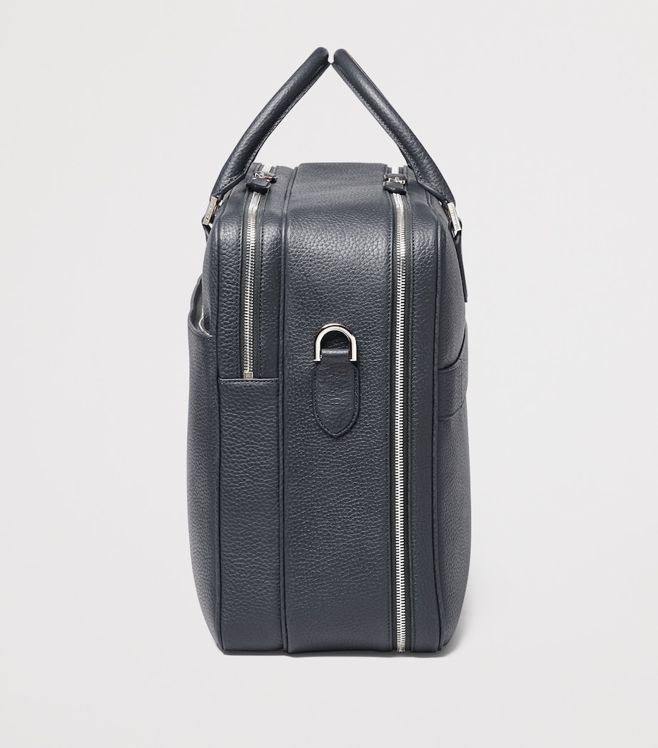 Leather 48 Hour Mount Street Travel Bag NAVY Image 4