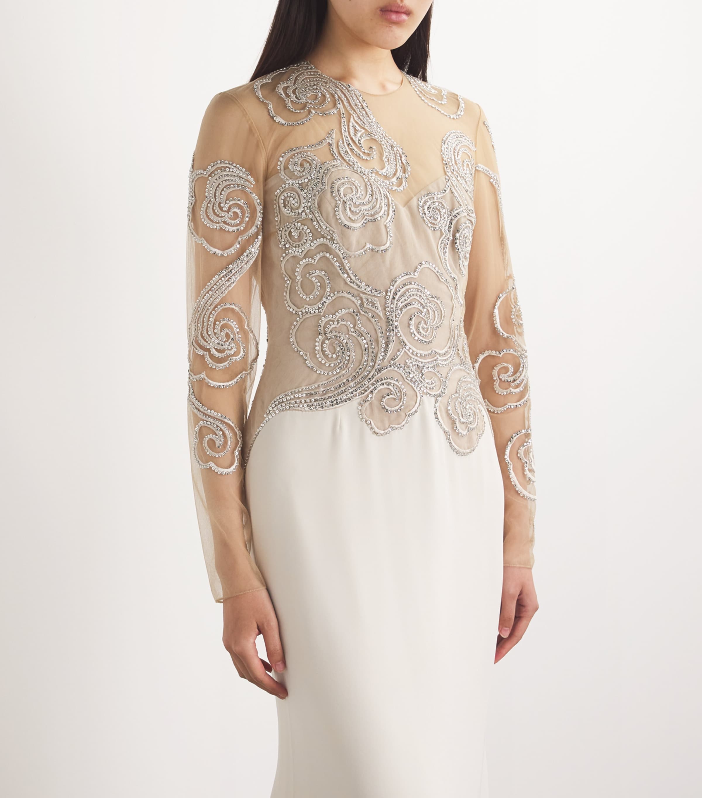 GEORGES HOBEIKA Beige Embroidered-Detail Gown | Harrods US