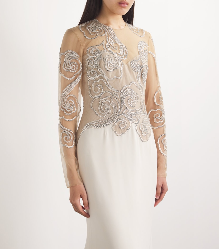 GEORGES HOBEIKA Beige Embroidered-Detail Gown | Harrods US GEORGES HOBEIKA Beige Embroidered-Detail Gown | Harrods US