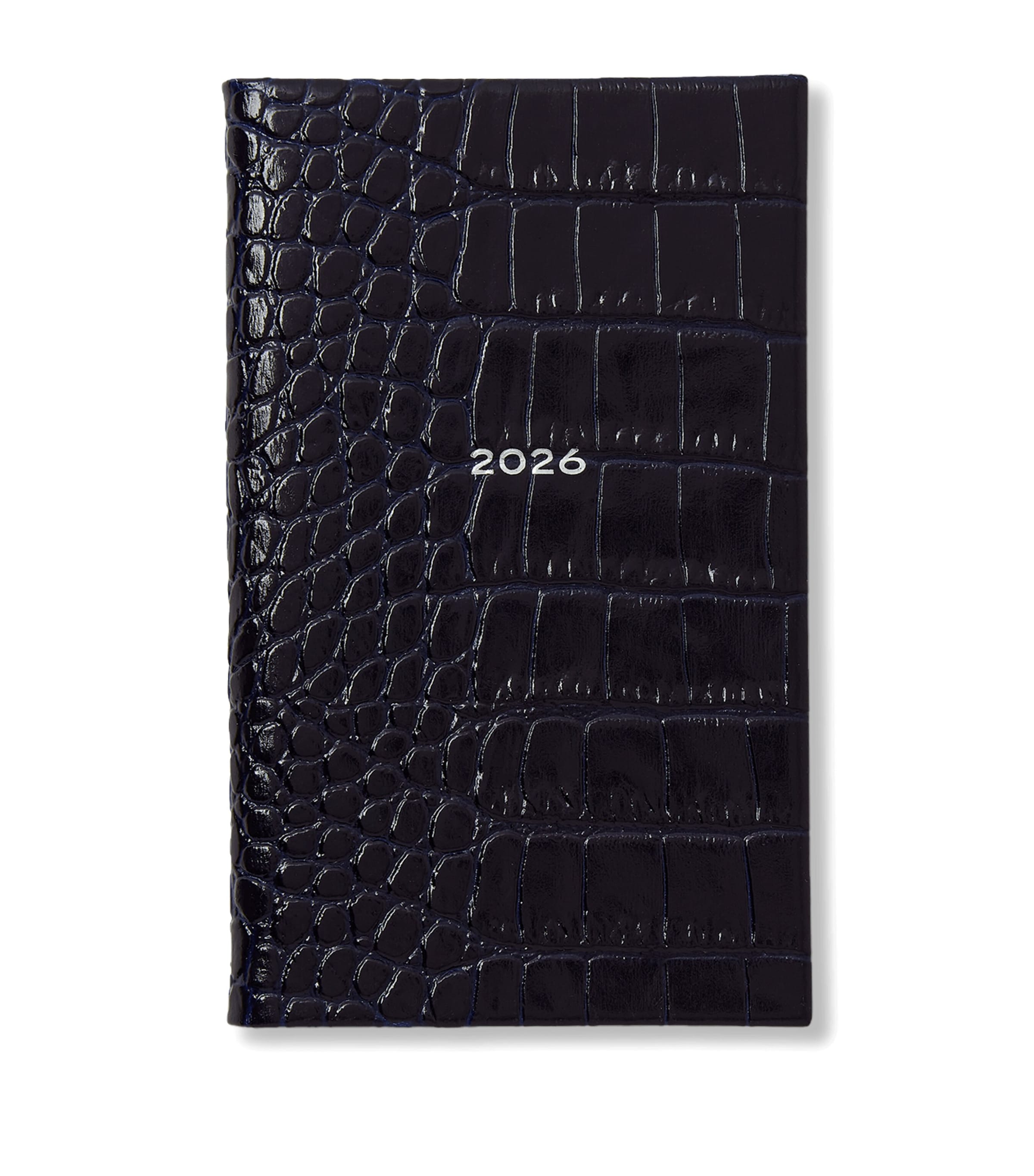 Smythson Croc-embossed Mara Leather Panama 2026 Diary In Black