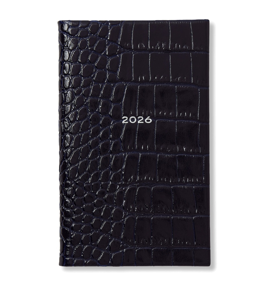 Mara Leather Croc-Embossed Panama 2026 Pocket Diary NAVY Image 1
