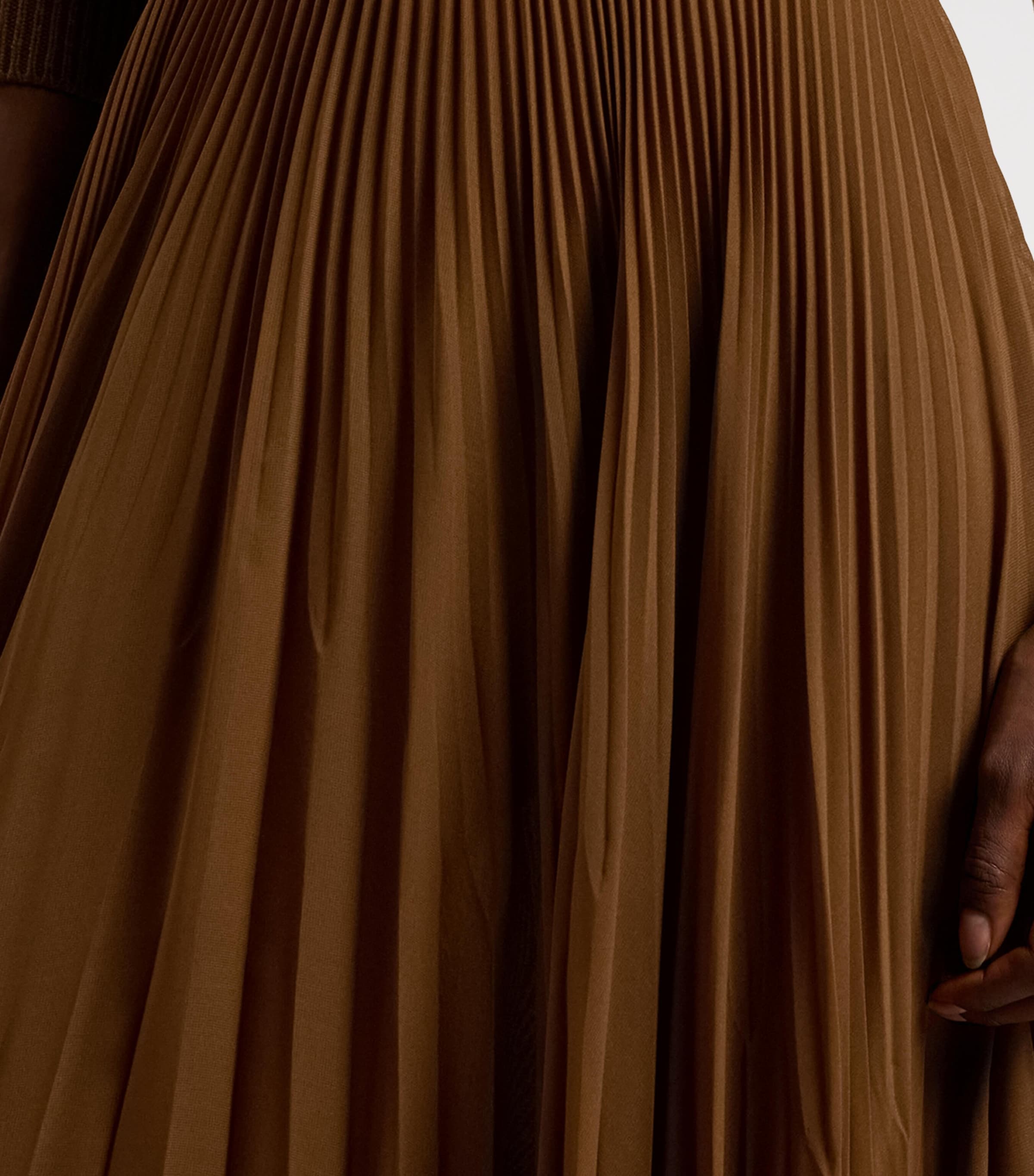 Chiffon Pleated Marsha Maxi Skirt COGNAC Image 7