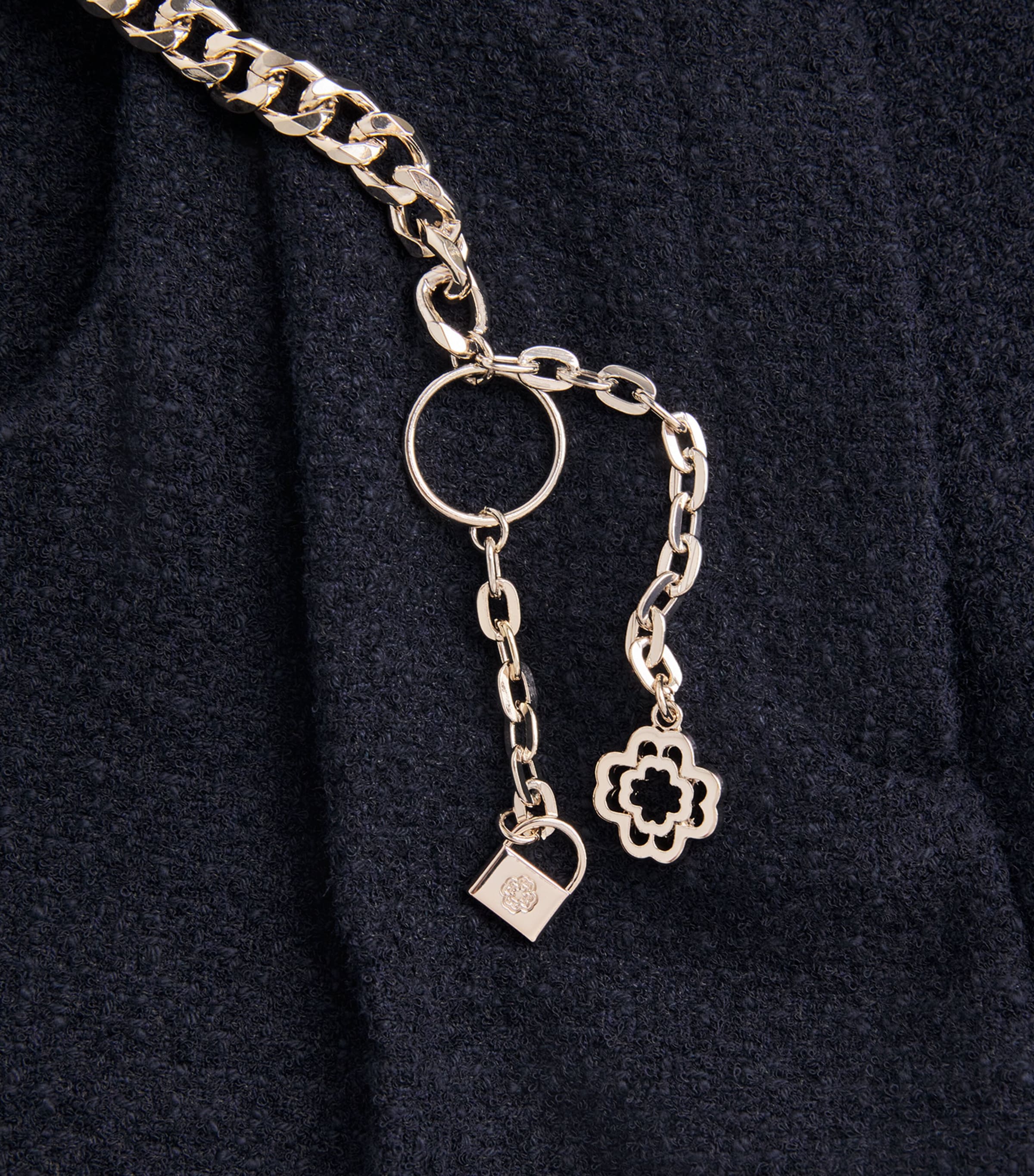 Bouclé Chain Trousers NAVY Image 5