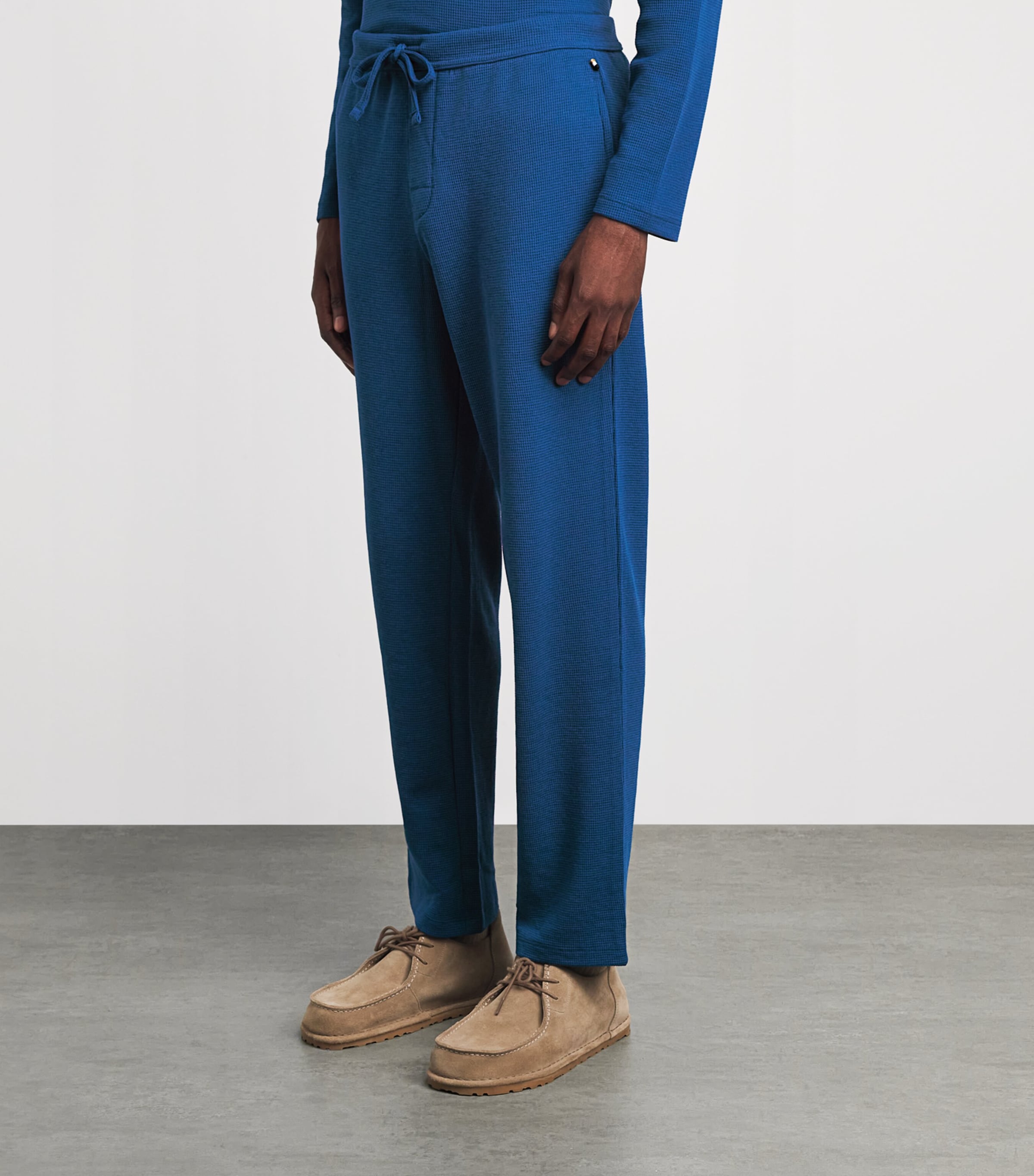 BOSS Mens Waffle-Knit Logo Sweatpants Turquoise/aqua Image 4
