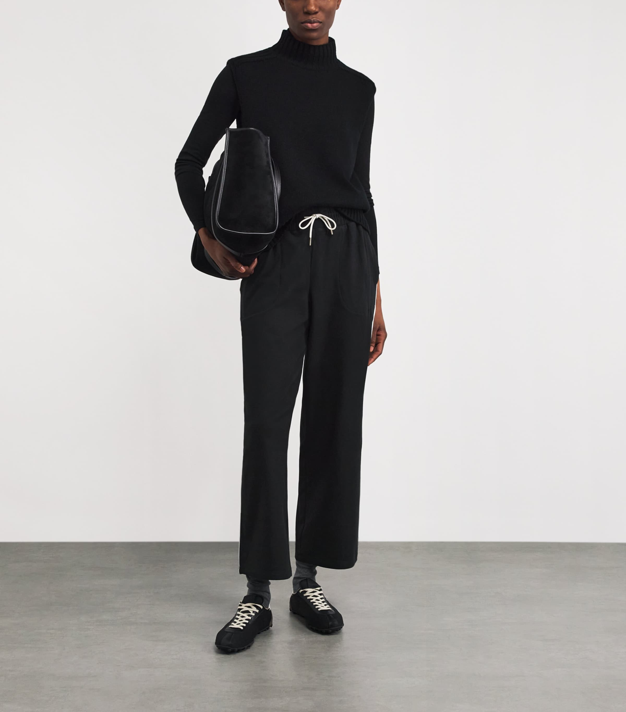 Brushed Rib Wide-Leg Sweatpants BLACK / SNOW WHITE Image 2