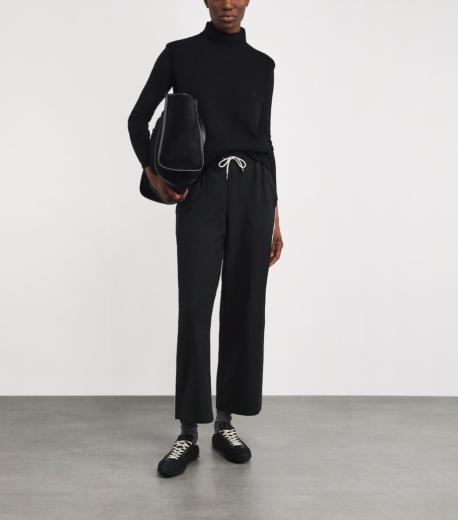 Brushed Rib Wide-Leg Sweatpants BLACK / SNOW WHITE Image 2