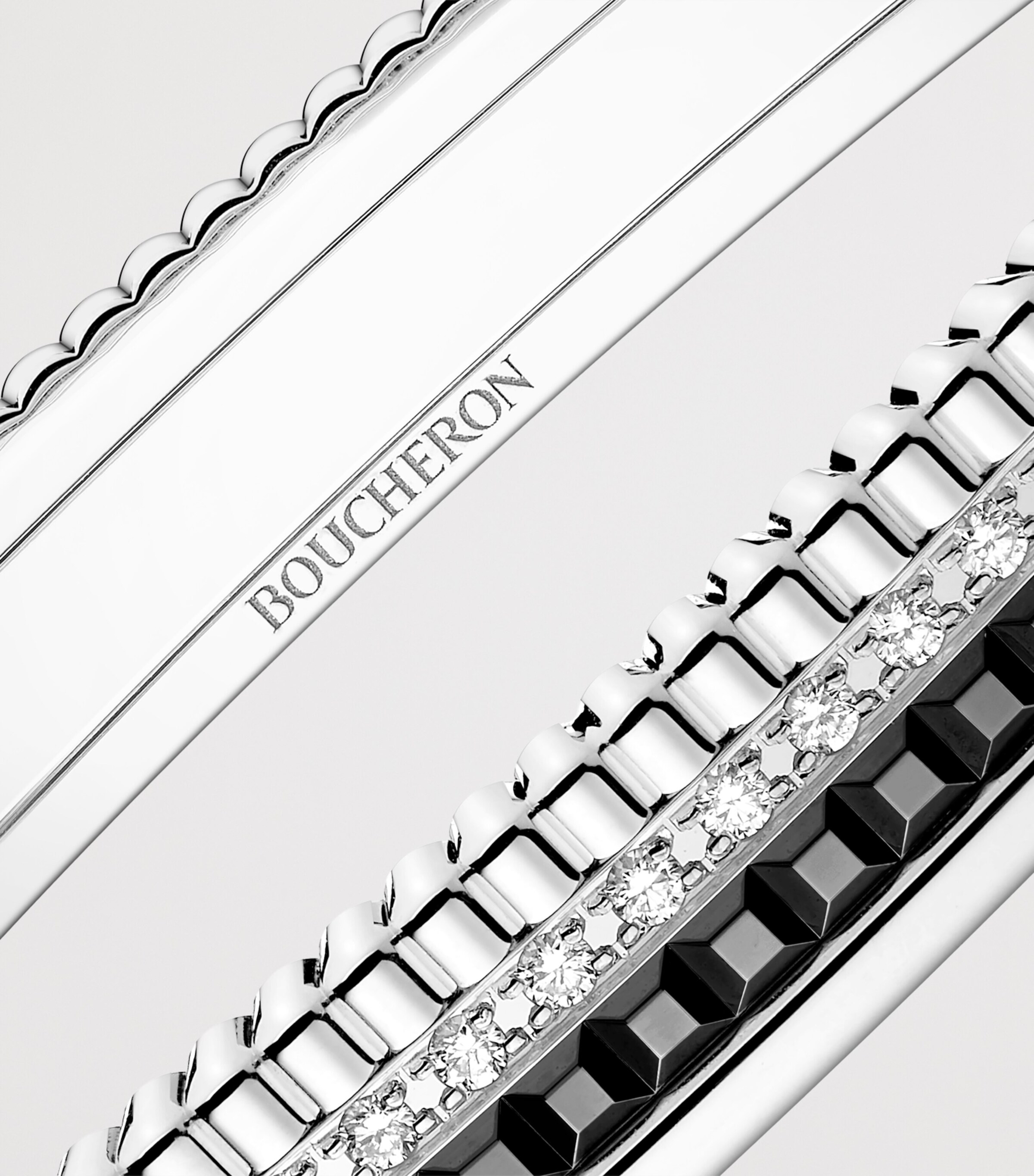 Boucheron Small White Gold and Diamond Quatre Black Edition Bangle White Gold Image 3