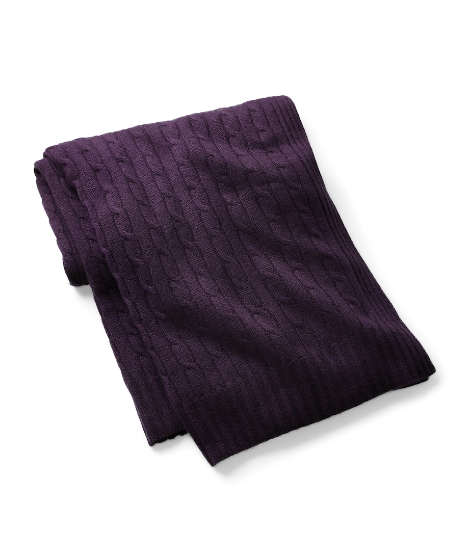 Ralph Lauren Home Cashmere Cable-Knit Throw (60cm x 60cm) Royal Purple Image 1