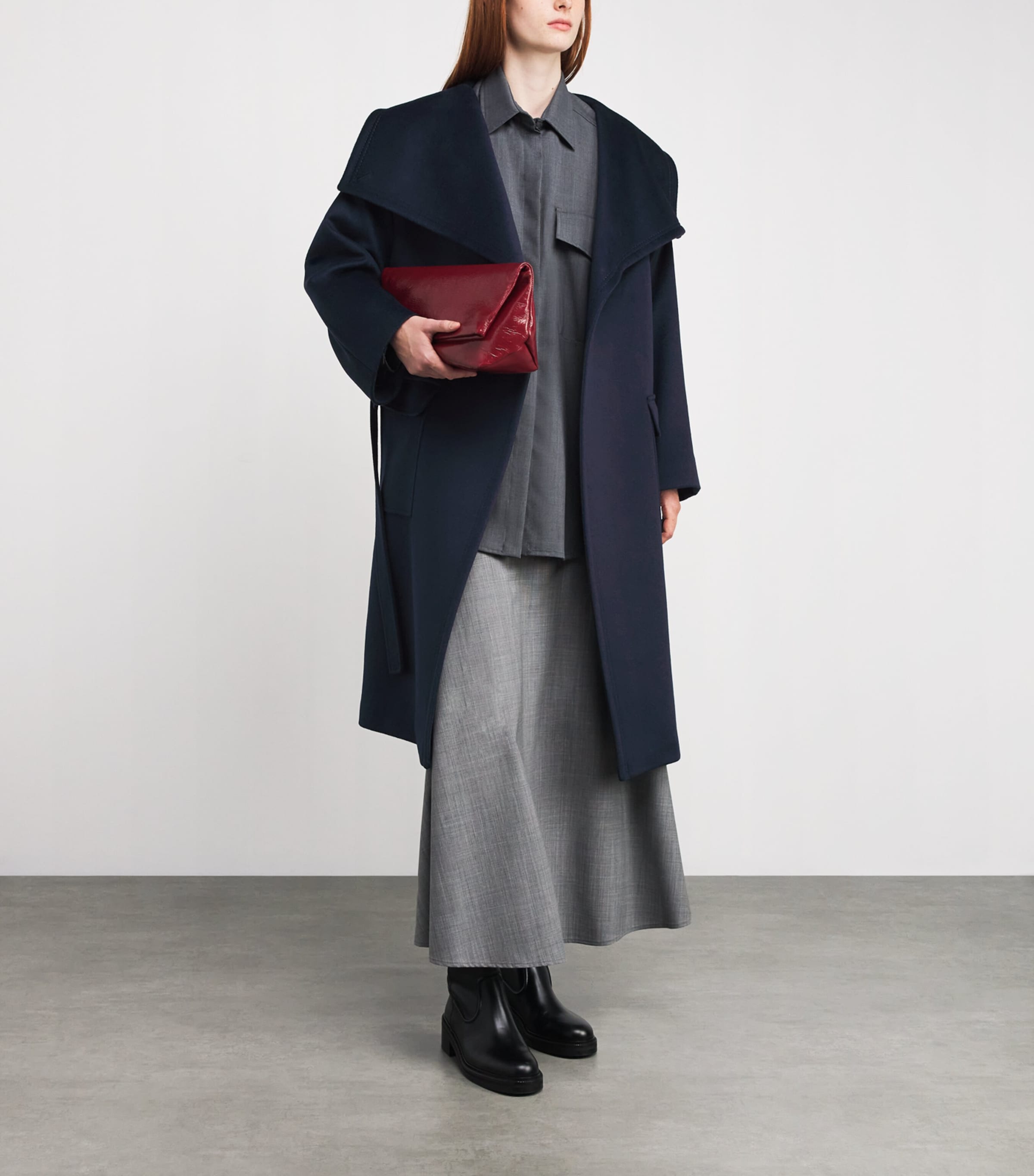 Wool-Cashmere Wrap Coat NAVY Image 2