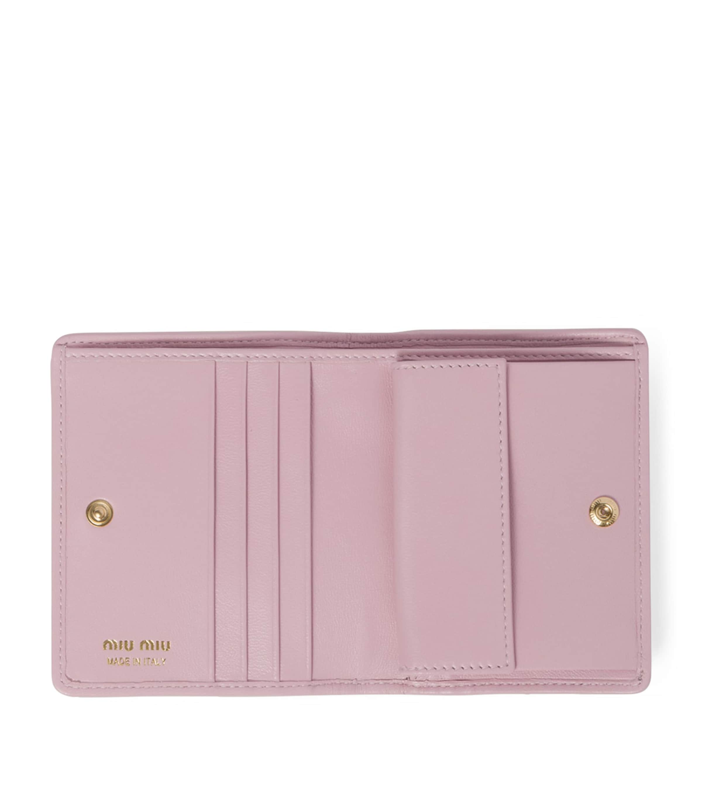 Miu Miu Pink Leather Matelassé Wallet | Harrods UK