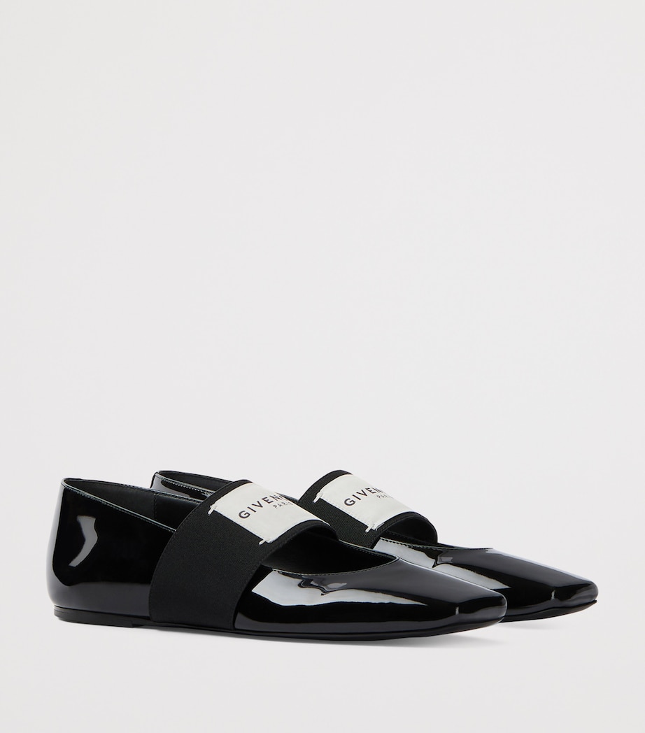 Leather Squared Toe Ballet Flats BLACK Image 3