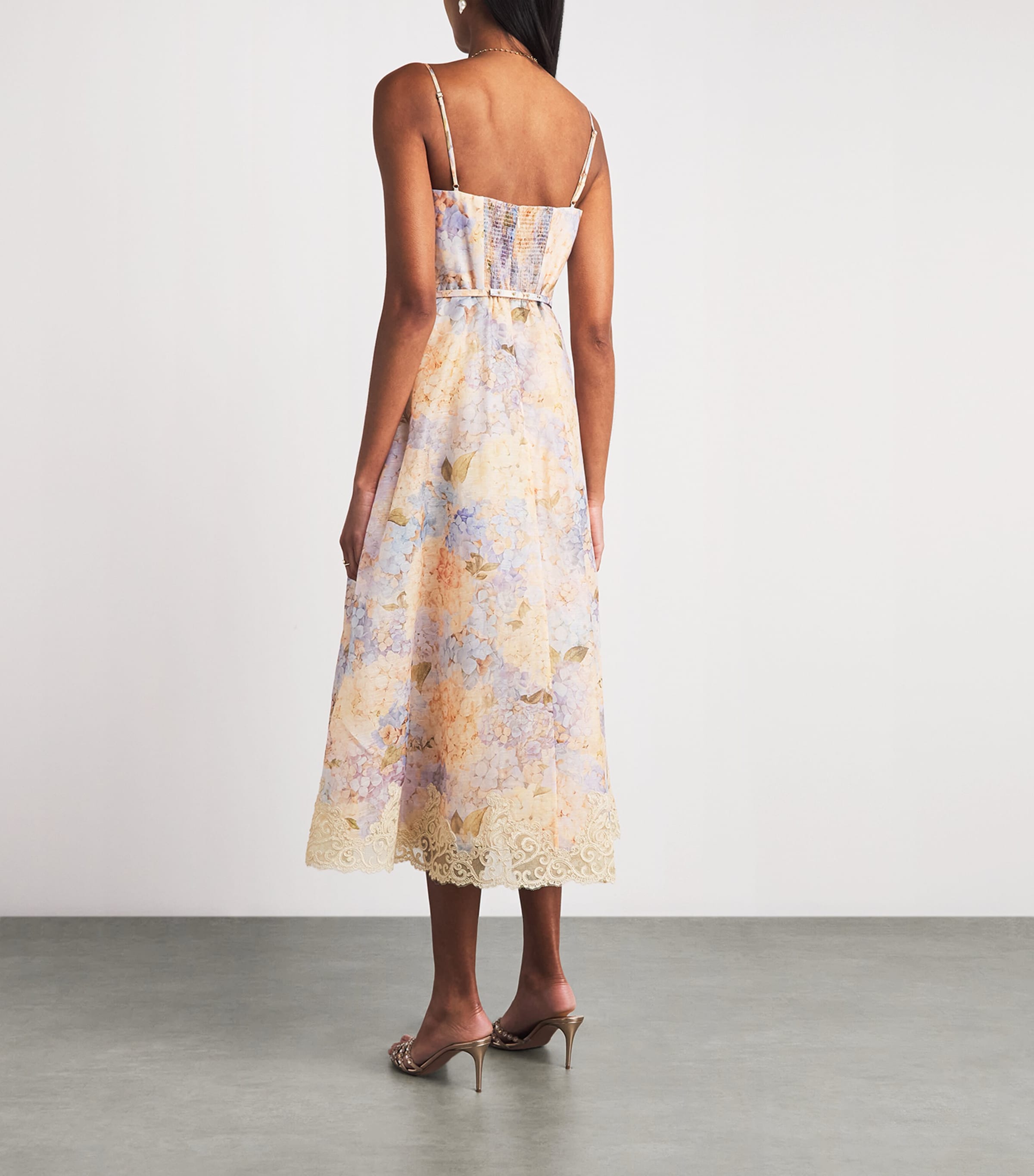Zimmermann Womens Valiant Tucked Midi Dress Blue Hydrangea Image 4
