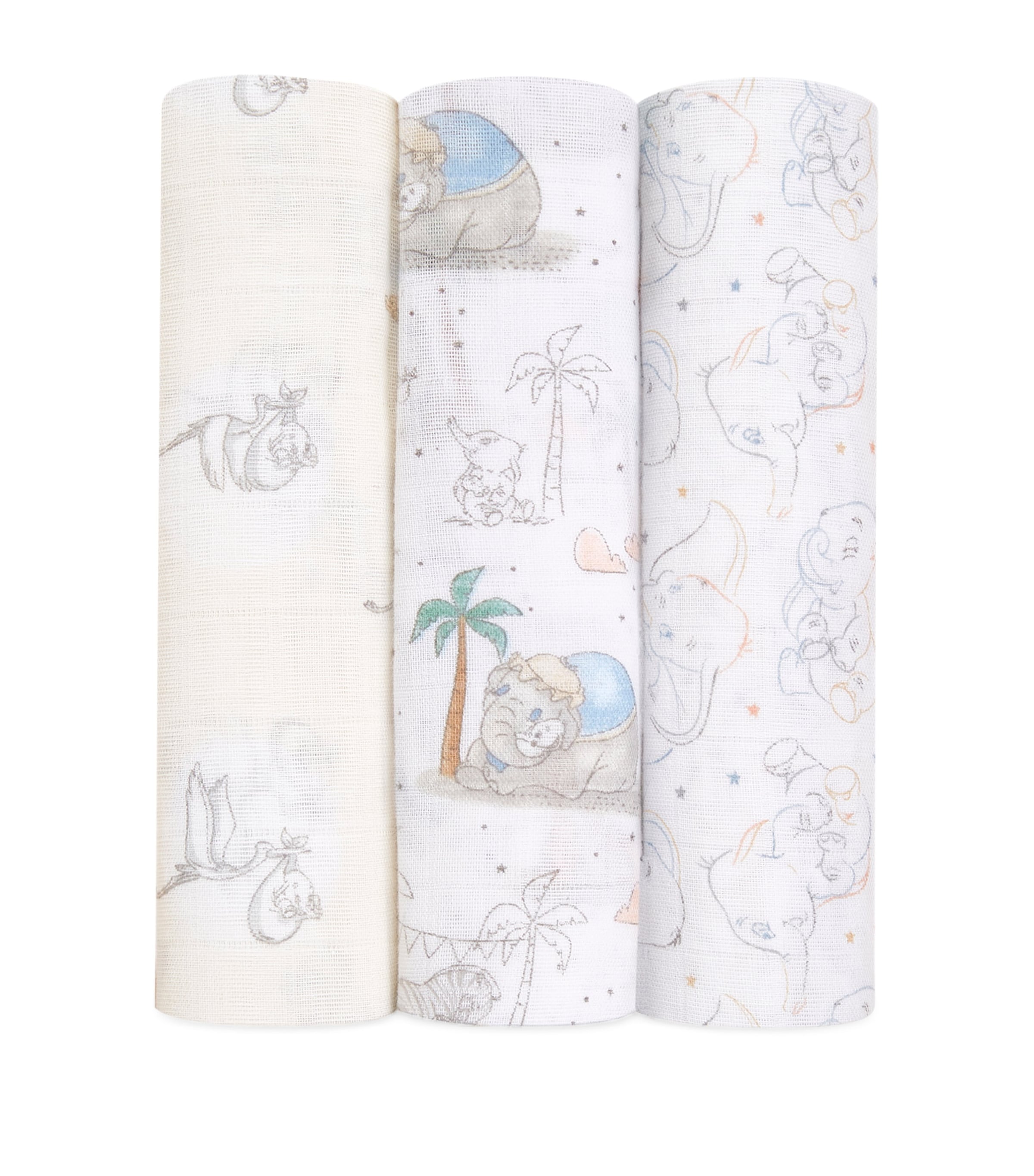 Aden + Anais Cotton Darling Dumbo Swaddles In White