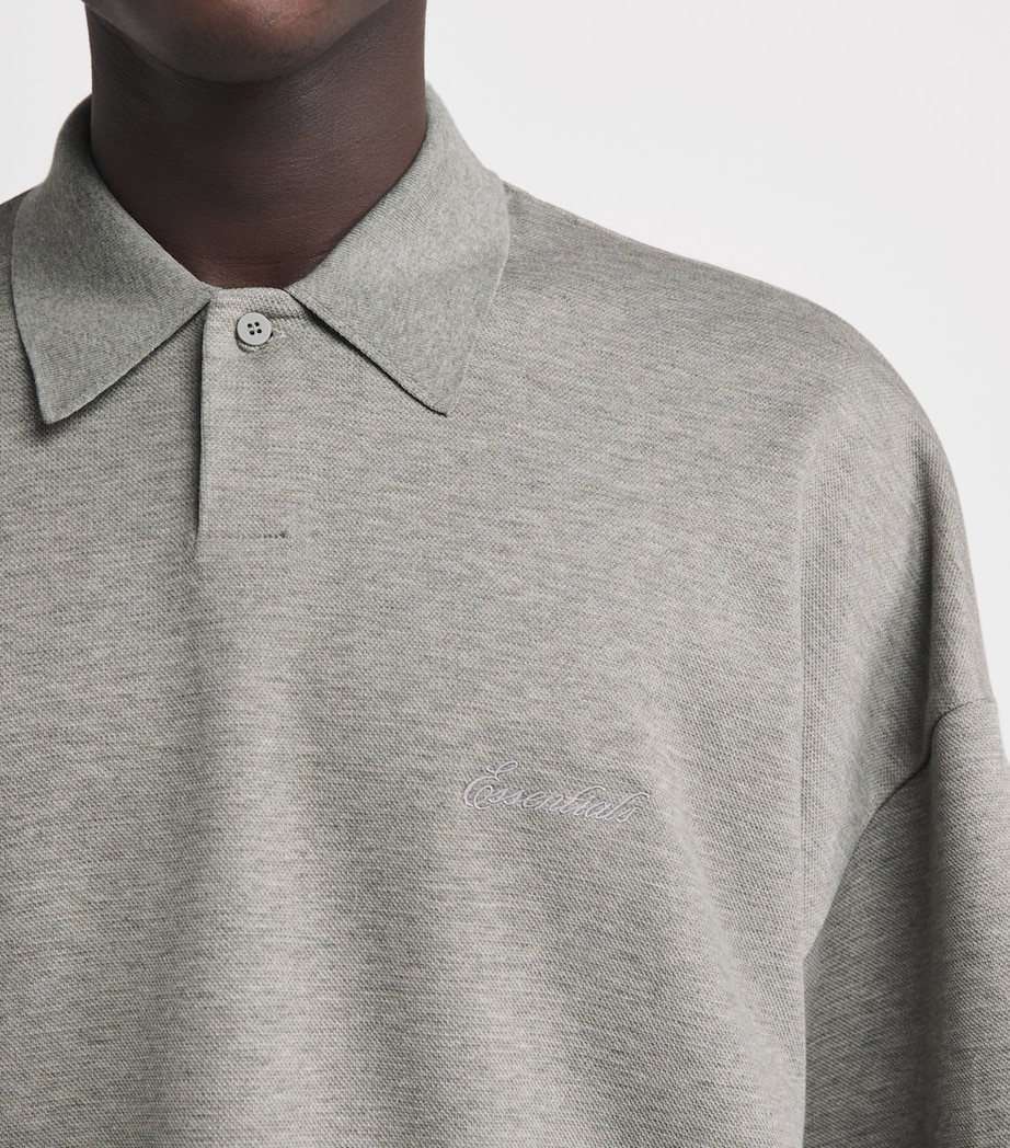 FEAR OF GOD ESSENTIALS Mens Cotton-Blend Signature Polo Shirt Concrete Heather Image 3