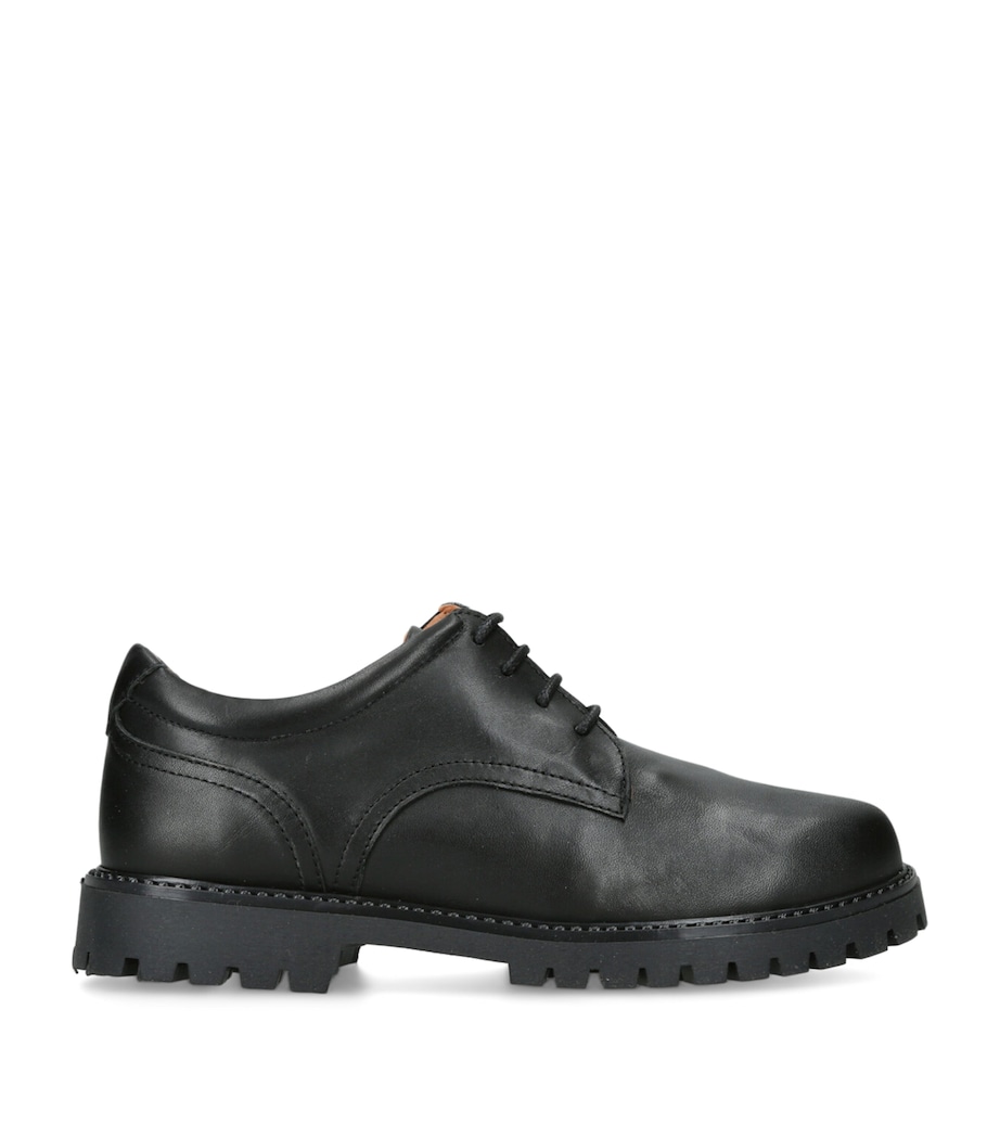 papouelli Leather Lace-Up Harry School Shoes Black Image 1