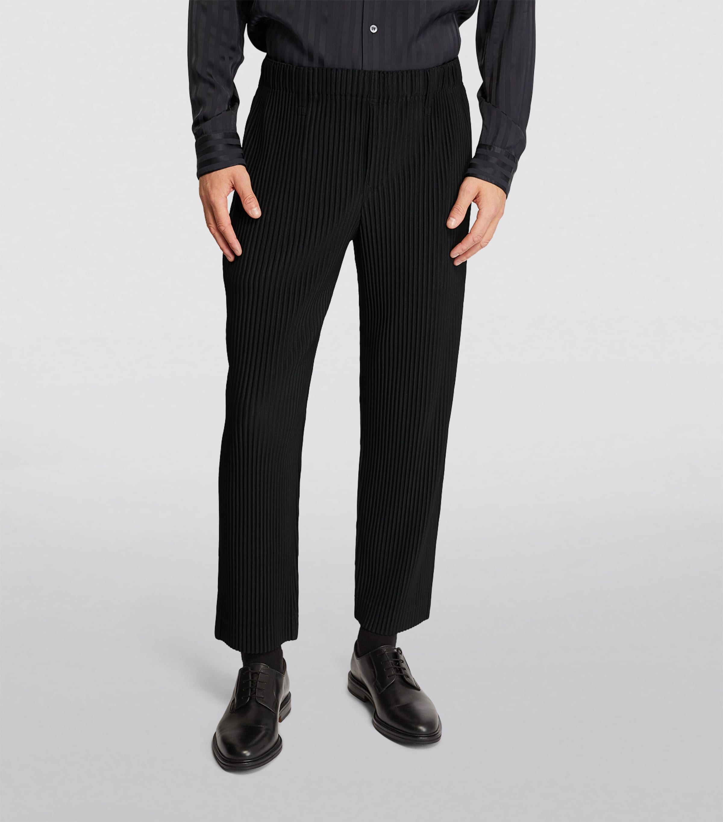 Homme Plissé Issey Miyake Black Pleated Straight Trousers | Harrods UK