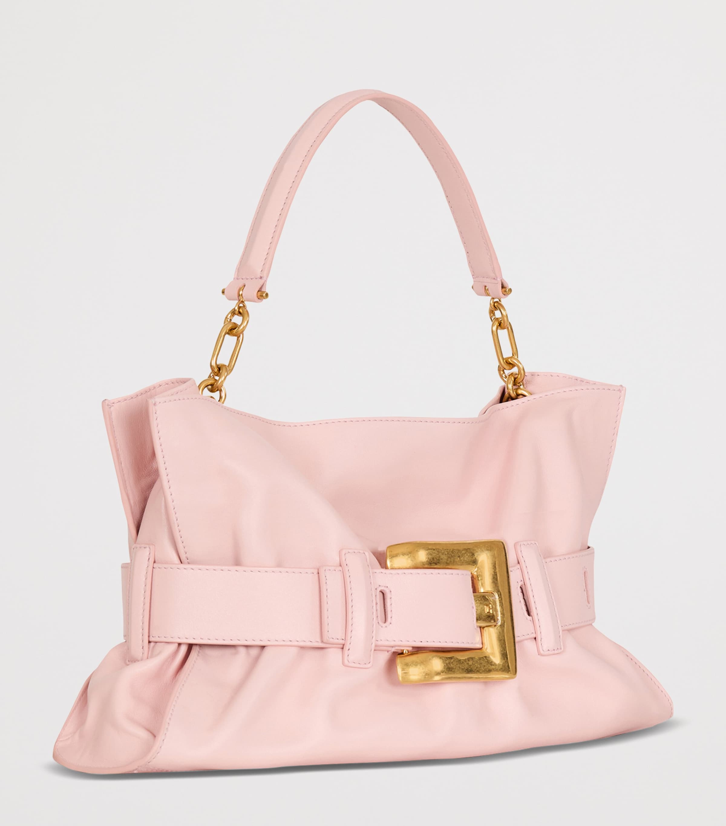 Balmain Medium Leather Anthem Shoulder Bag Rose Pale Image 3