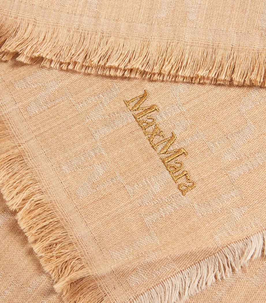 Virgin Wool Monogram Stole Scarf CAMEL Image 4