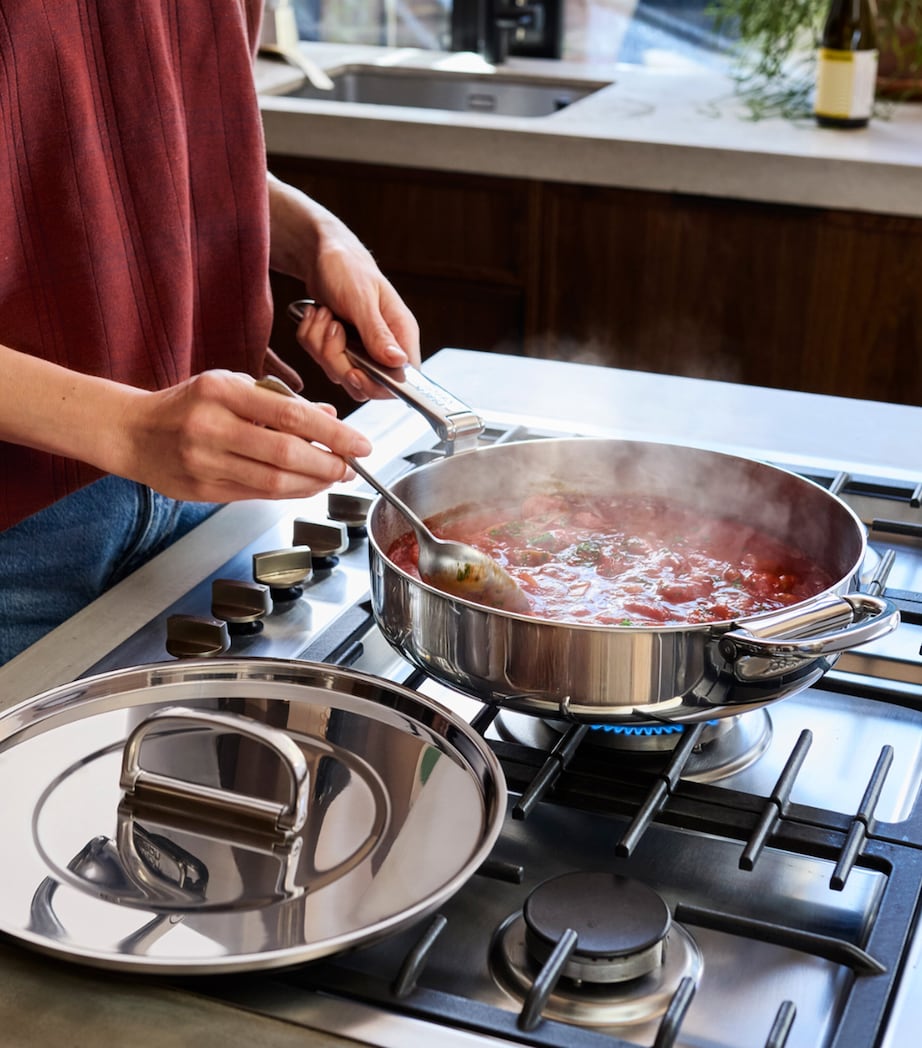 Space Non-Stick Folding-Handle Frying Pan with Lid (28cm) STAINLESS STEEL Image 2