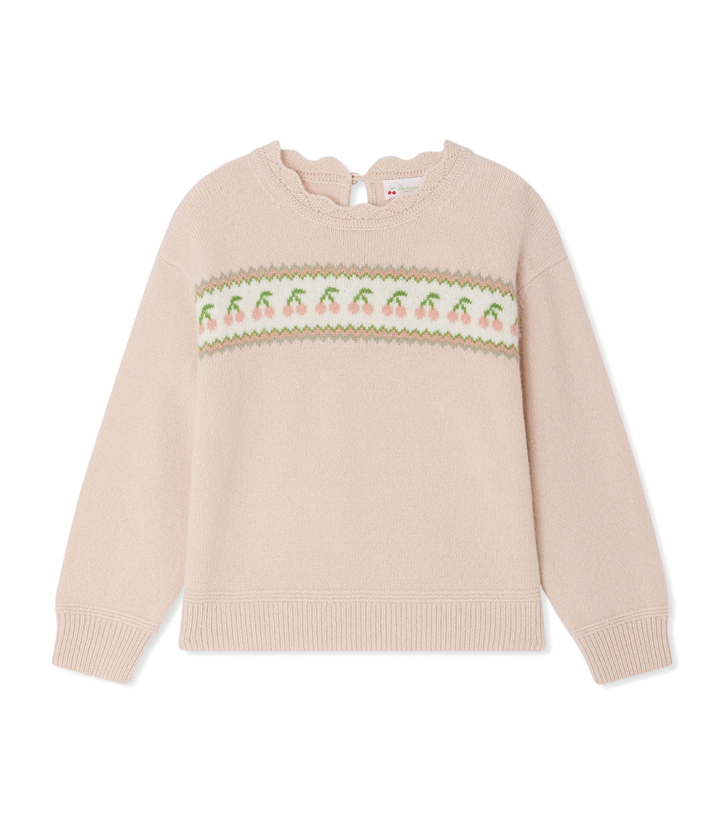 Bonpoint Wool Jacquard Cherry Sweater (4-8 Years) | Kids New In | Girls Clothing | Knitwear | Designers | Bonpoint