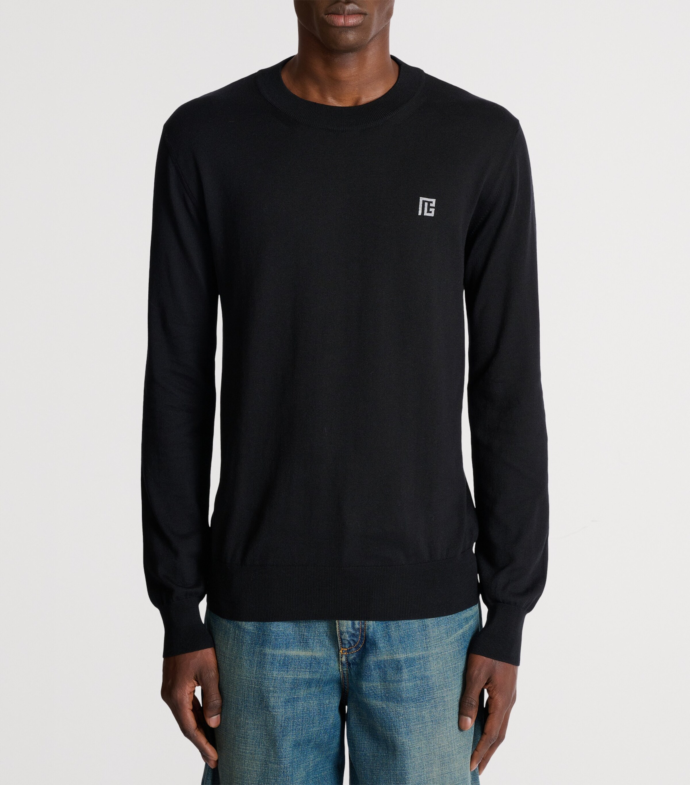 Silk-Blend Logo Sweater EQU NOIR/GRIS CHIN+ Image 4