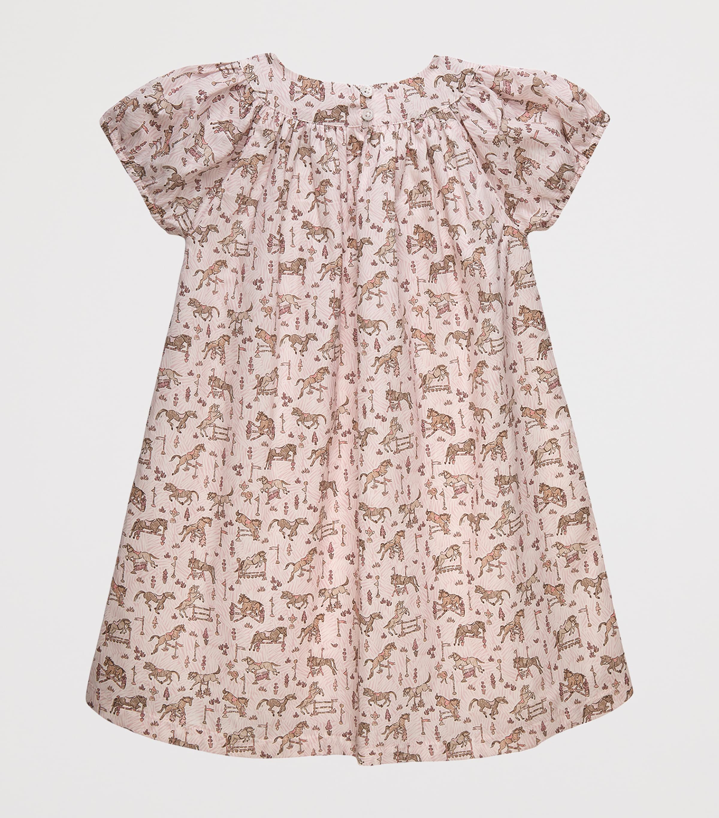 Trotters Cotton Liberty Print Bow Dress (2-5 Years) Pink Image 2