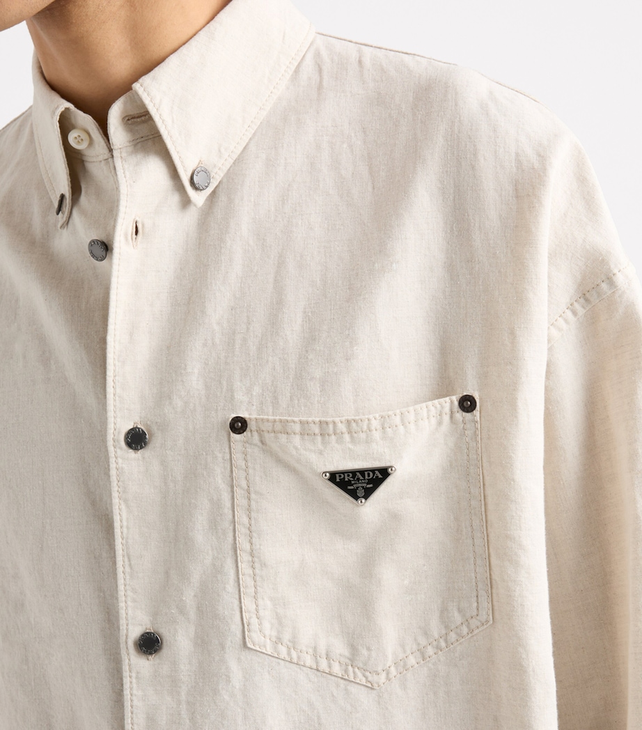 Cotton-Flax Oversized Chambray Shirt F0ABR Image 3