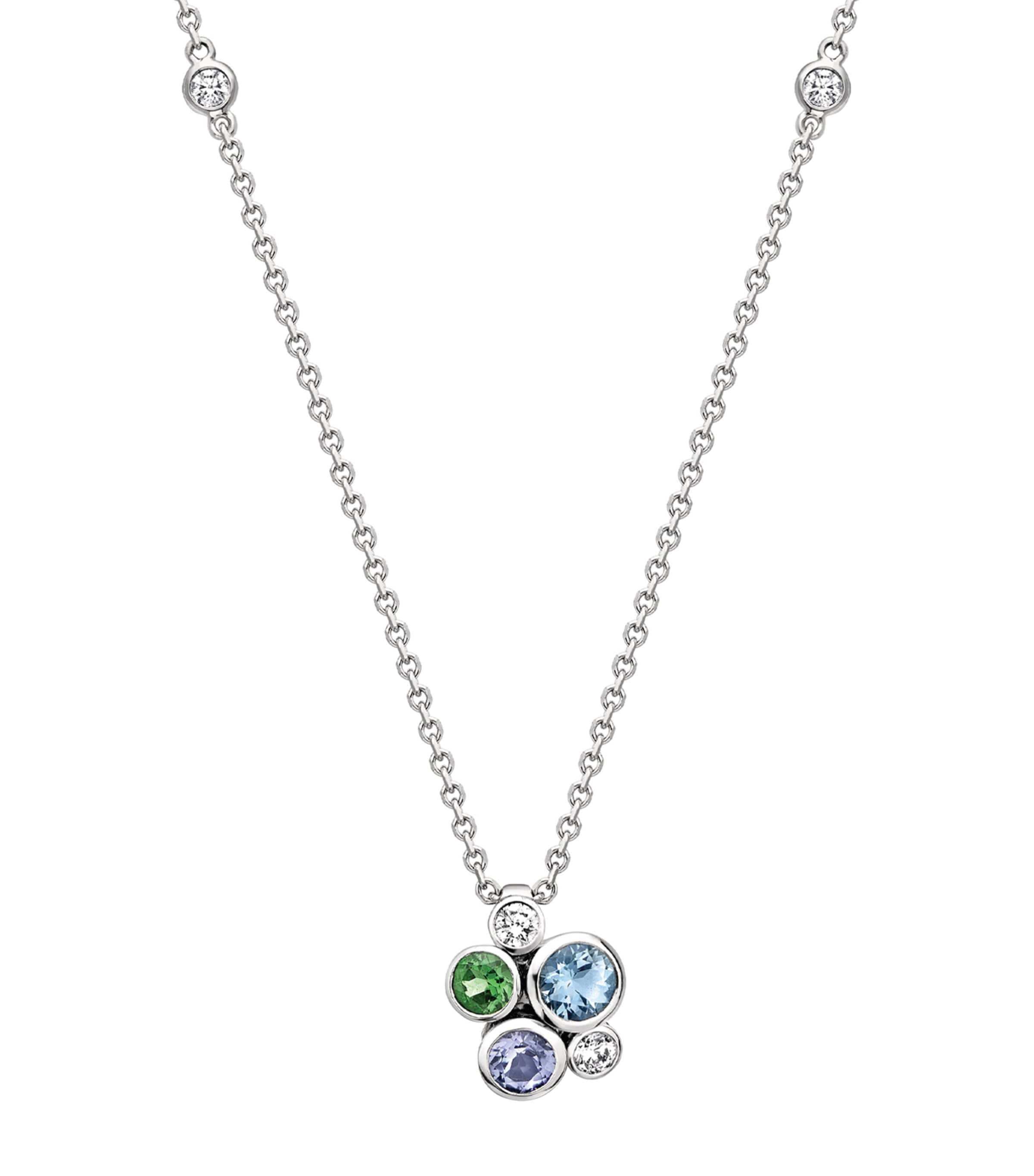 Boodles White Gold And Diamond Raindance Watercolour Cluster Pendant In Metallic