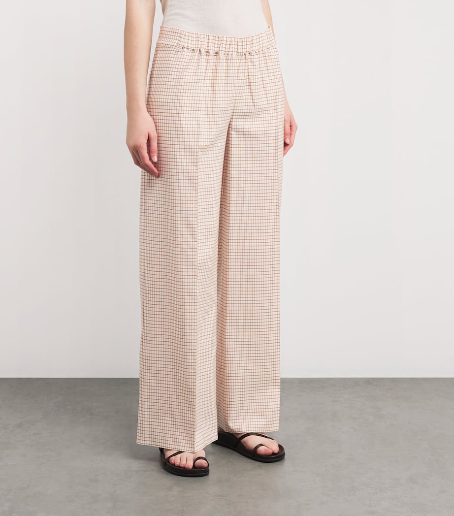 Liberowe Womens Wool-Cotton Poloma Check Trousers Cream Orange Image 3