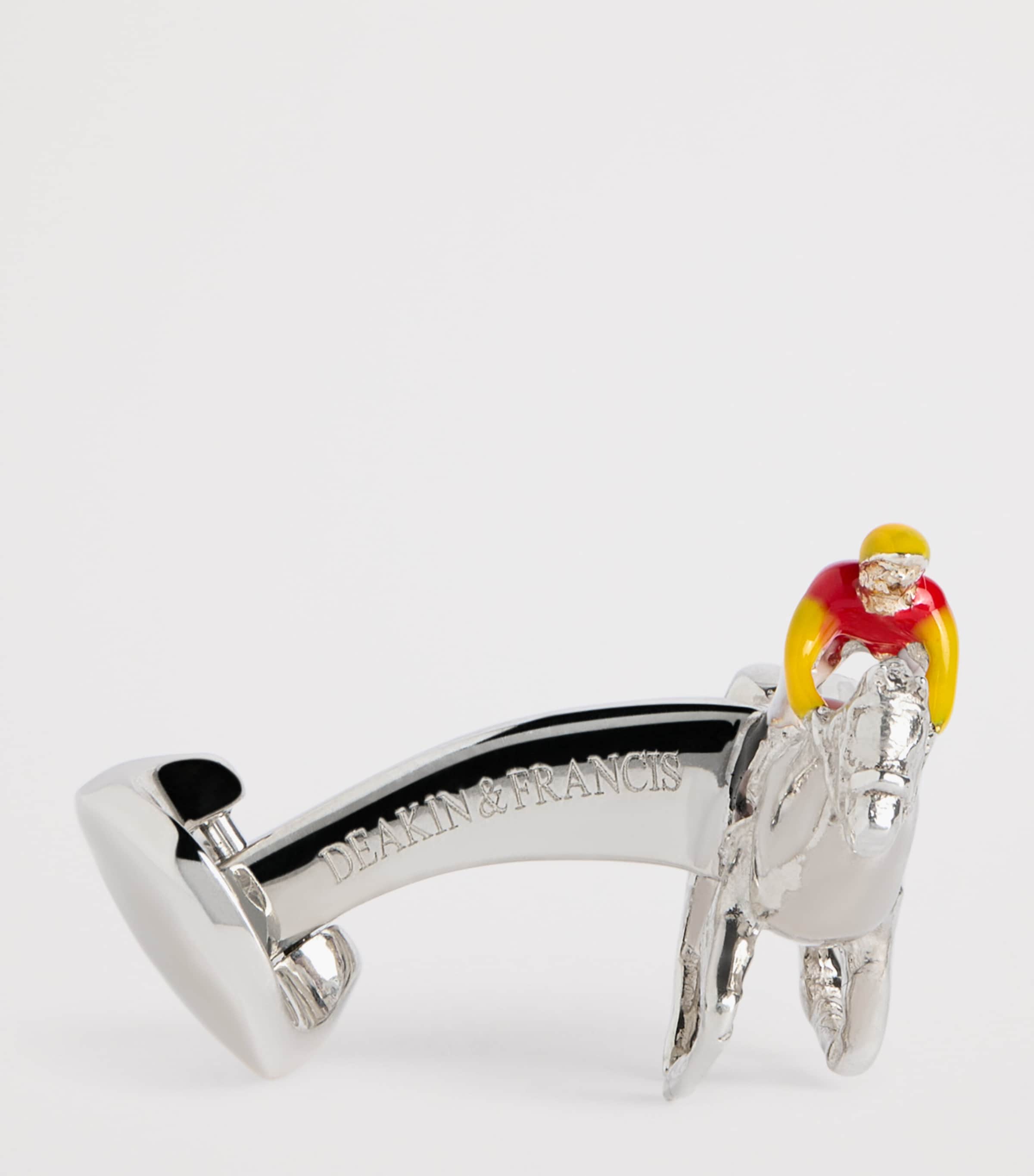 Deakin & Francis Sterling Silver Horse and Jockey Cufflinks Silver Image 4