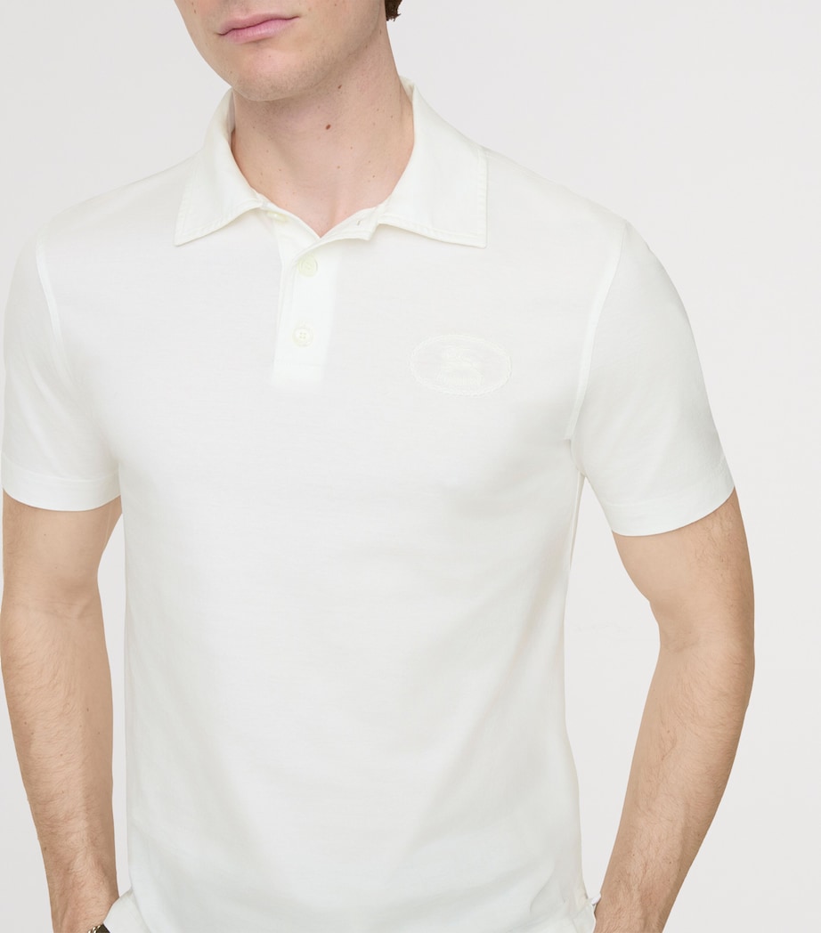 Burberry Mens Cotton Polo Shirt Chalk Image 3