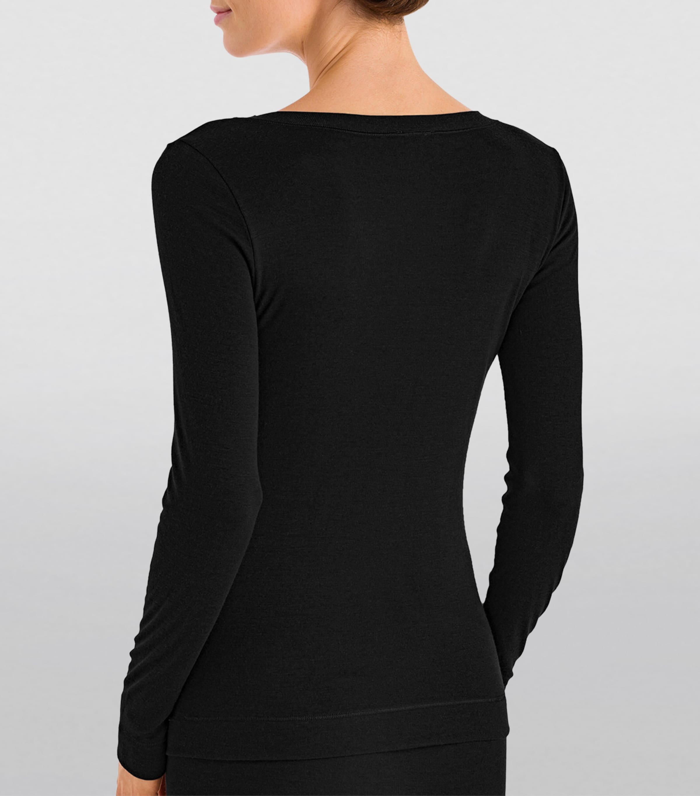 Silk-Cashmere Long-Sleeve Top BLACK Image 5