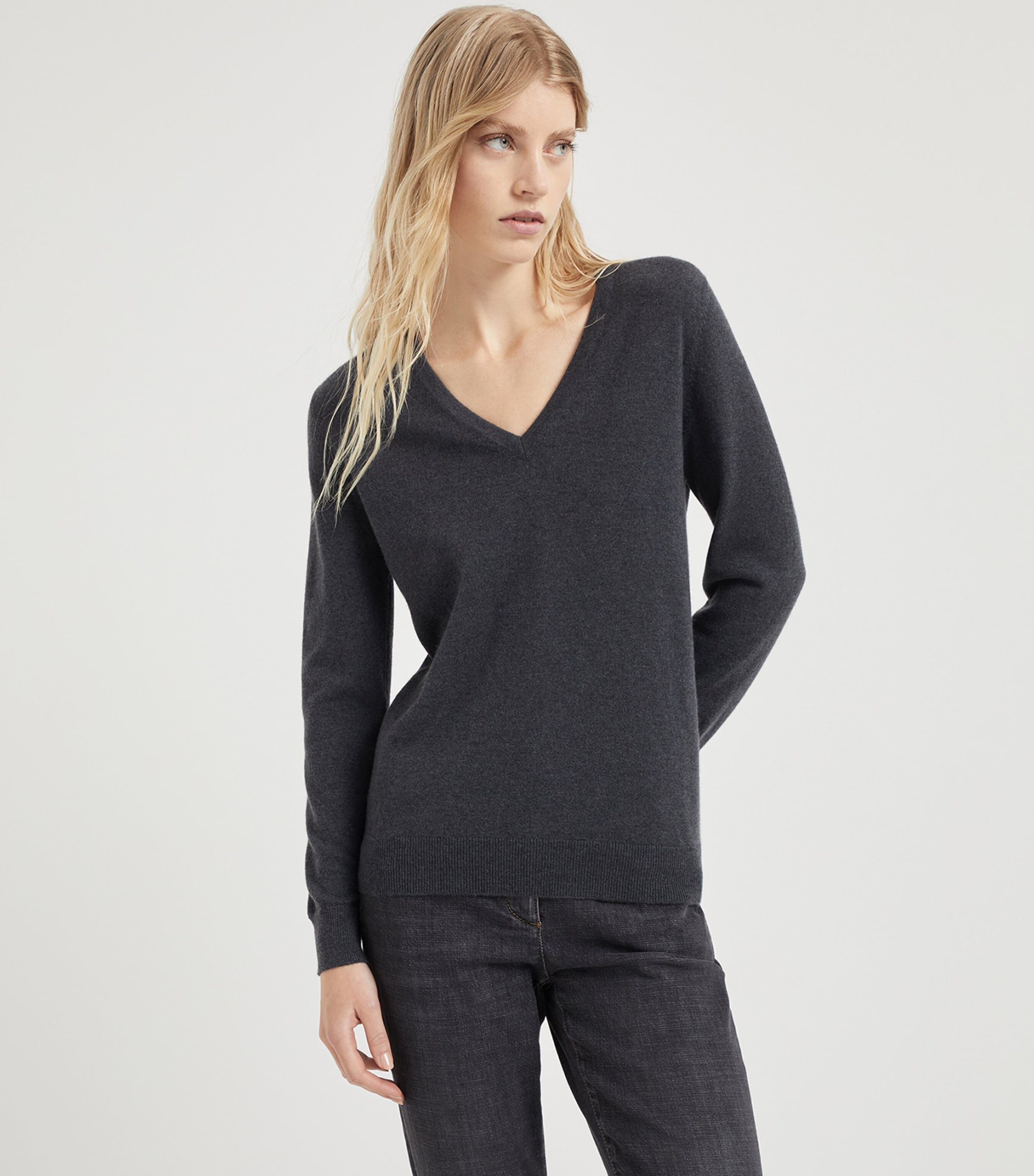 Brunello Cucinelli Womens Cashmere Monili-Trim Sweater Image 2
