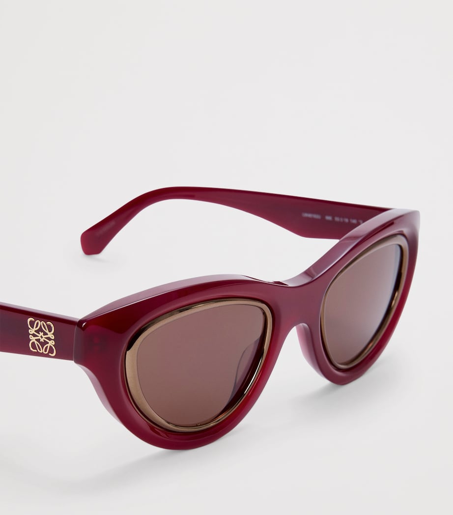 Acetate Mini Anagram Cat-Eye Sunglasses MILKY BURGUNDY Image 4