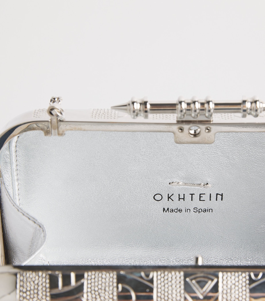 OKHTEIN Chrome and Swarovski Sahra Clutch Bag Palladium Image 5