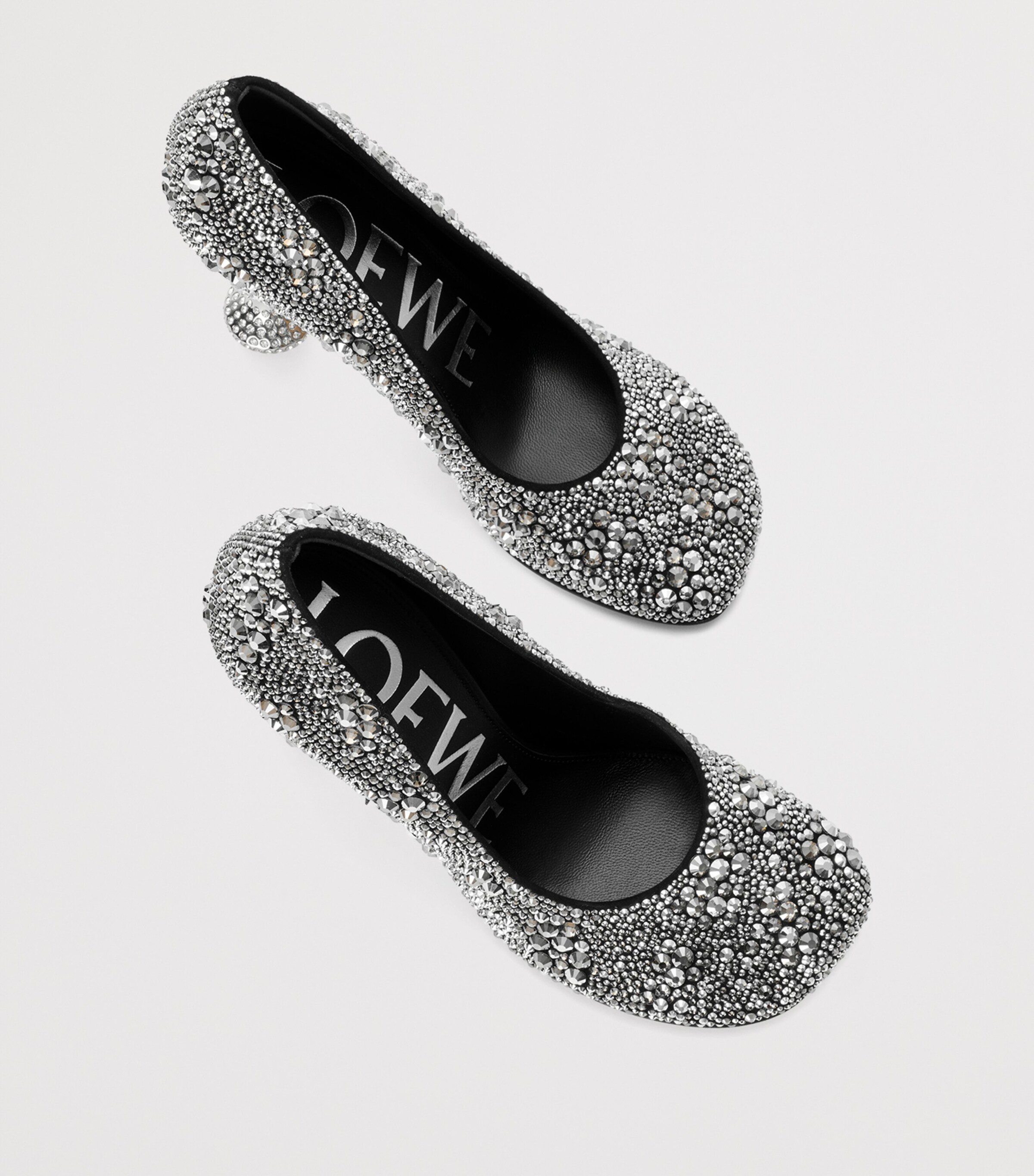LOEWE Suede Embellished Toy Pumps 90 Silver Image 3