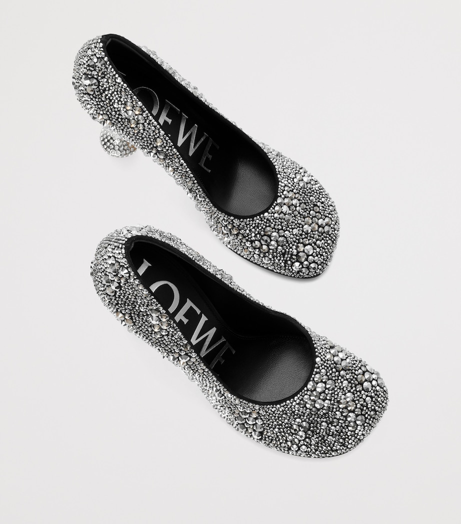 LOEWE Suede Embellished Toy Pumps 90 Silver Image 3