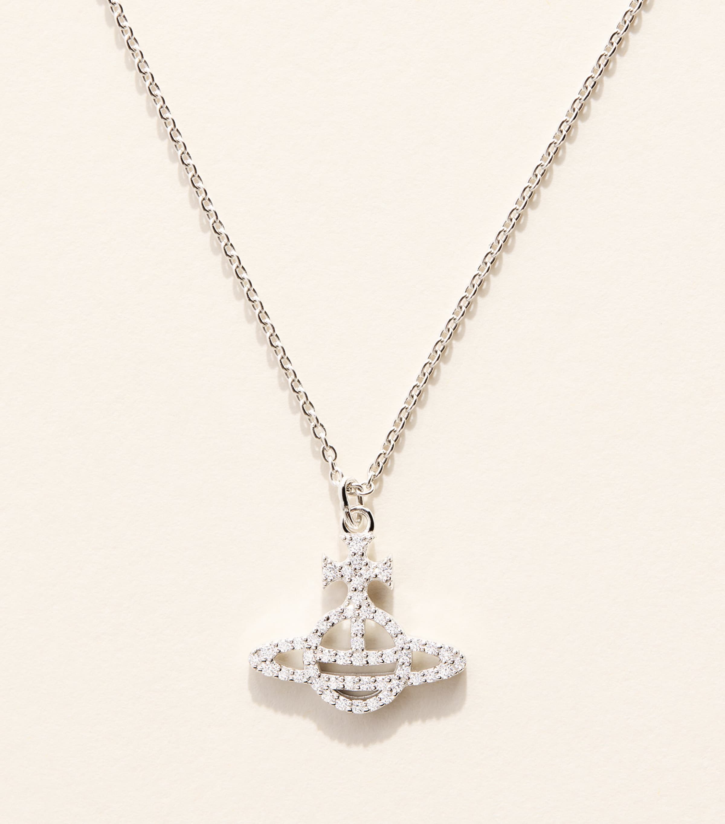 Vivienne Westwood Calliope Pendant Necklace Plat/wht Cz Image 1