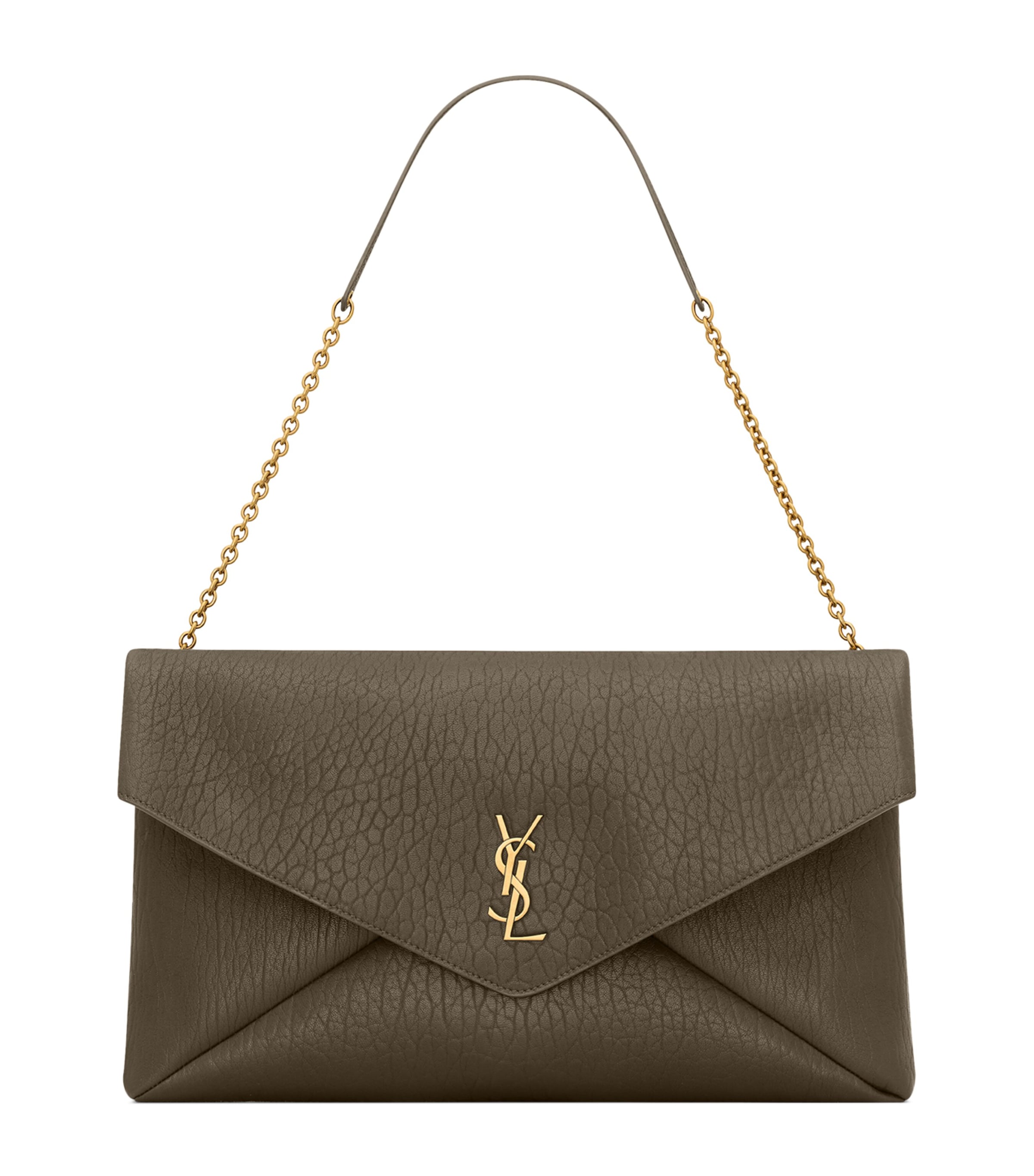 Saint Laurent Extra-large Cassandre Envelope Pouch In Green