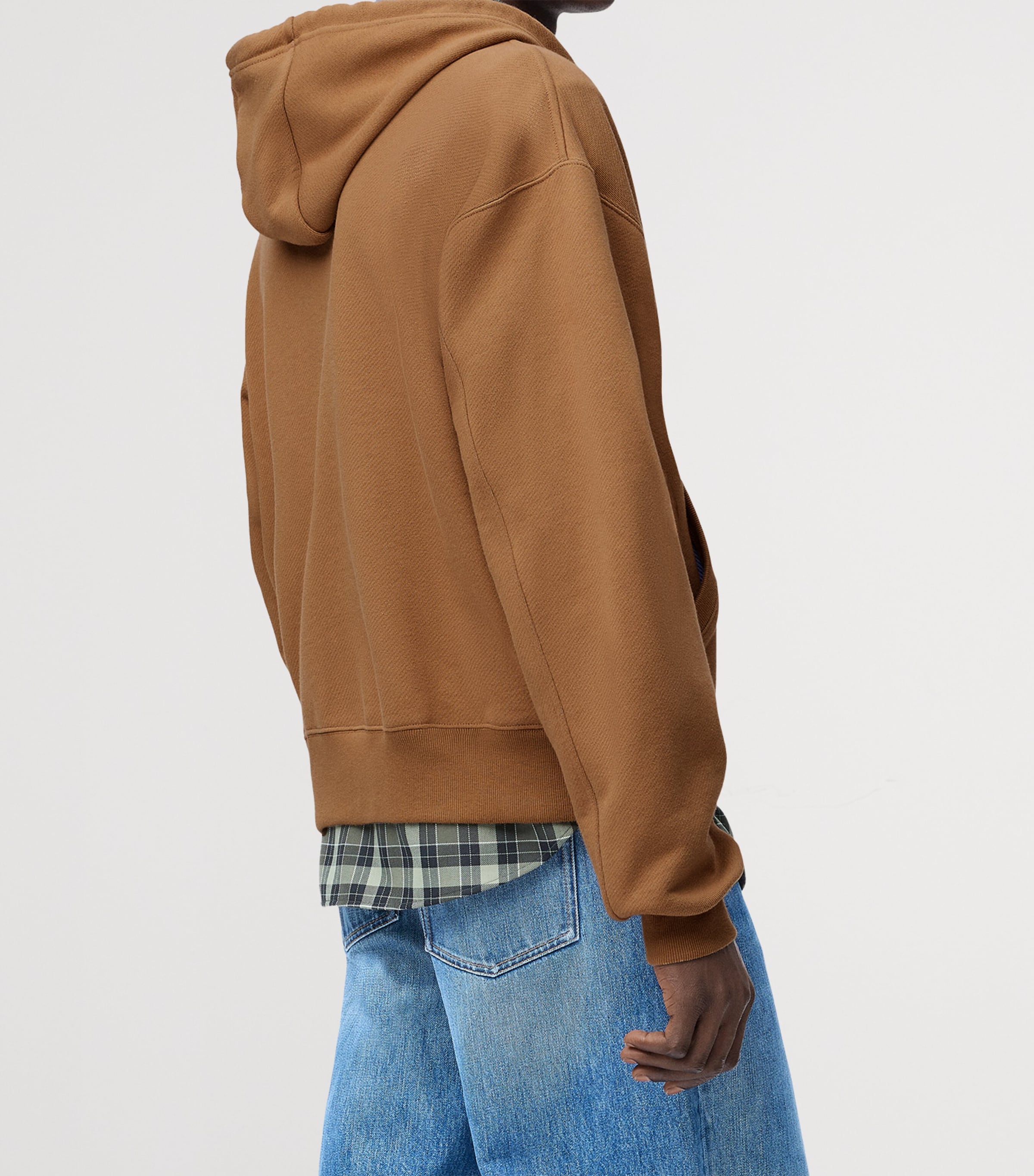 Cotton-Blend Anagram-Detail Hoodie BEIGE/BLUE Image 3