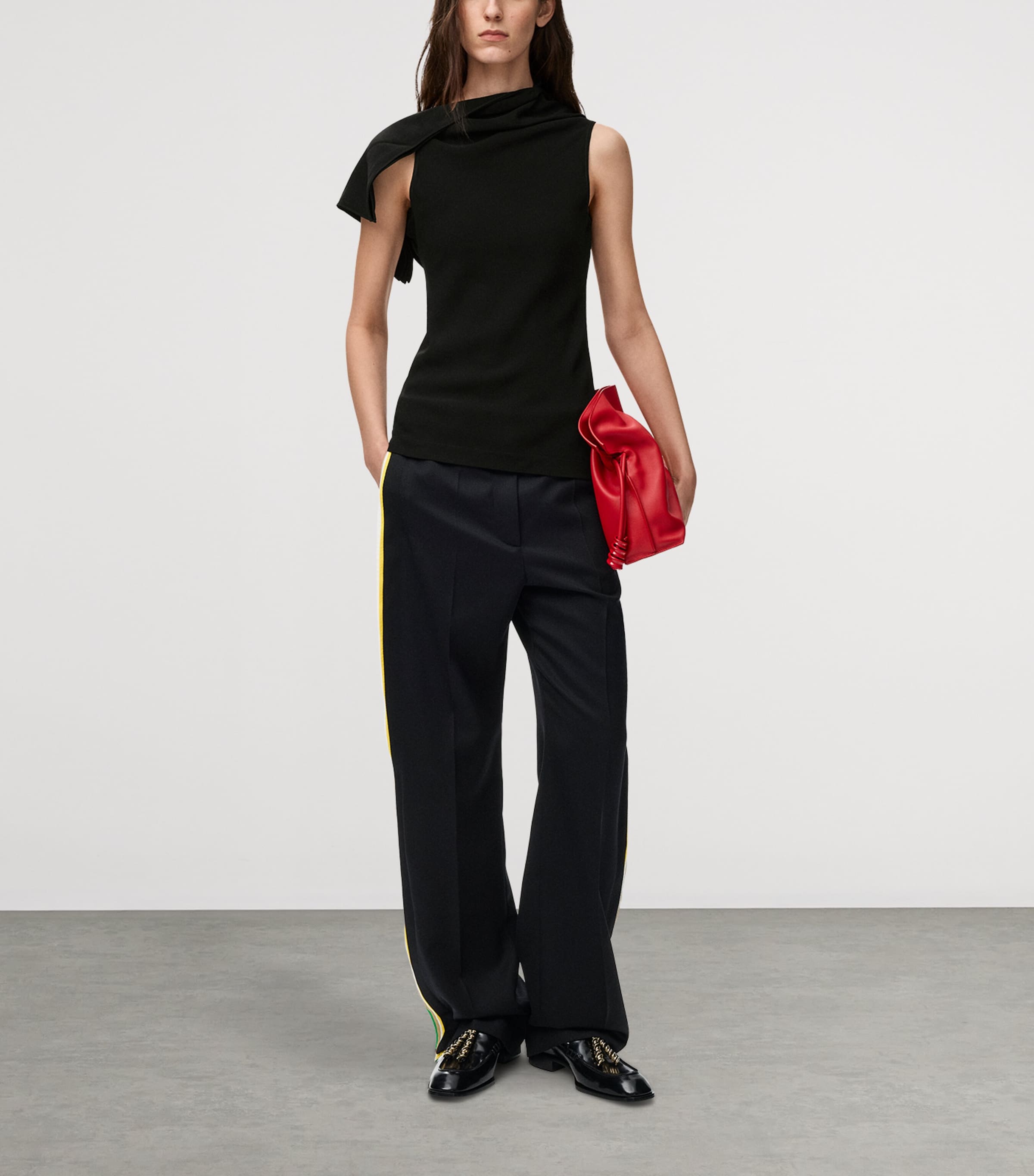 LOEWE Womens Asymmetric Draped Top Black Image 2