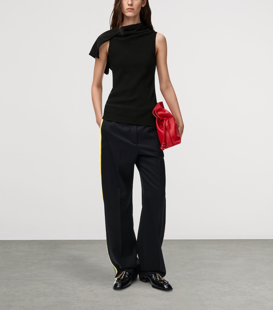 LOEWE Womens Asymmetric Draped Top Black Image 2
