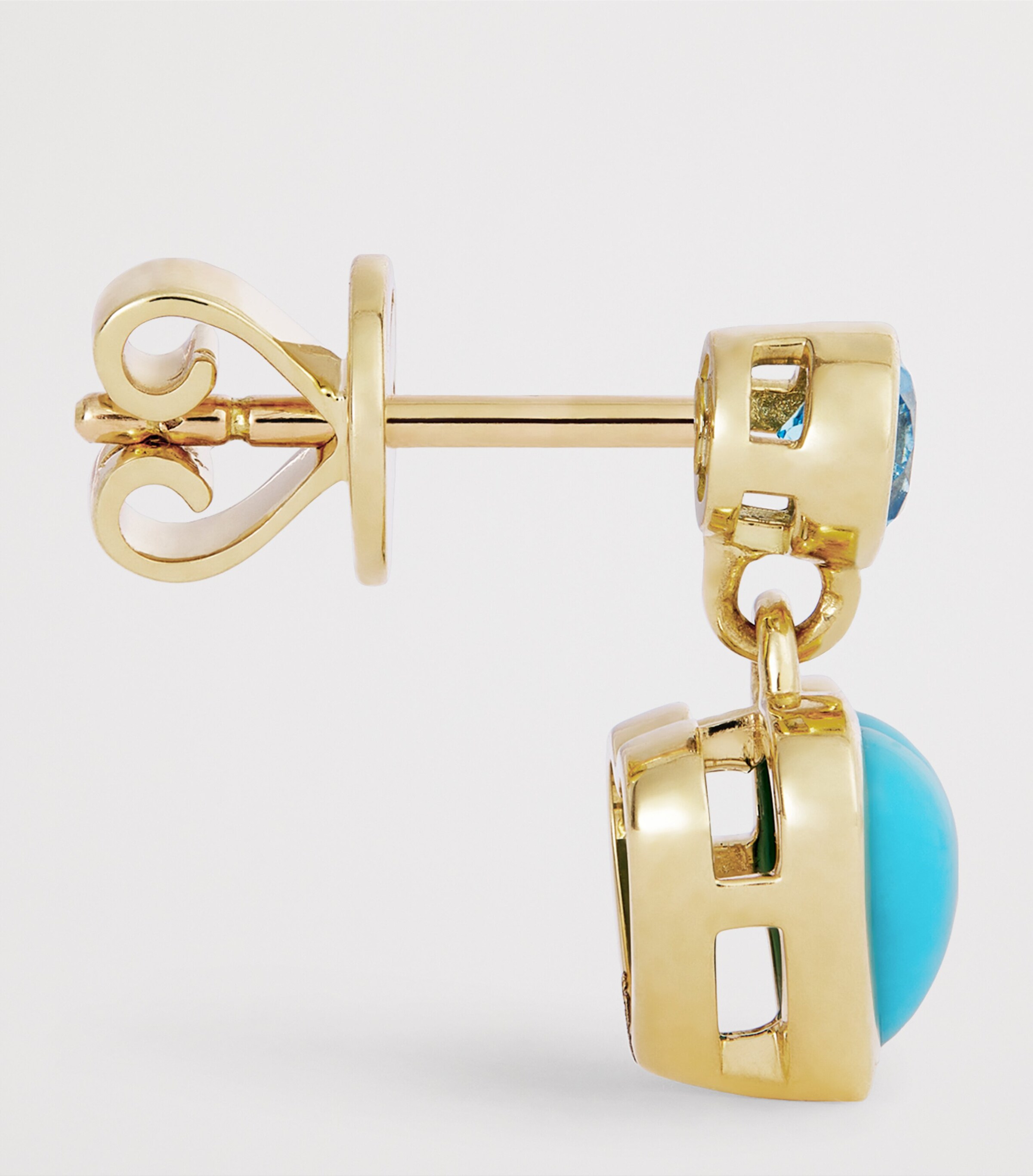 Yellow Gold and Topaz Blue Heart Earrings YELLOW GOLD Image 4