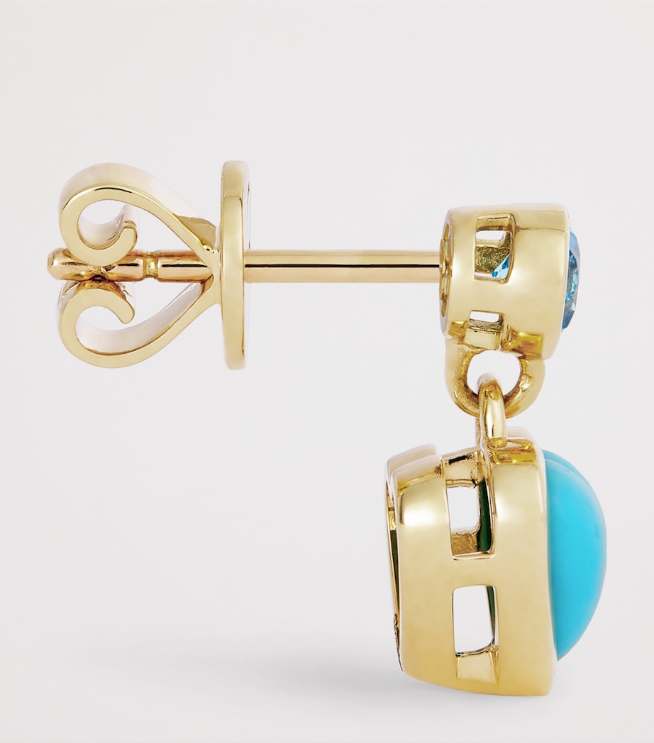 Yellow Gold and Topaz Blue Heart Earrings YELLOW GOLD Image 4