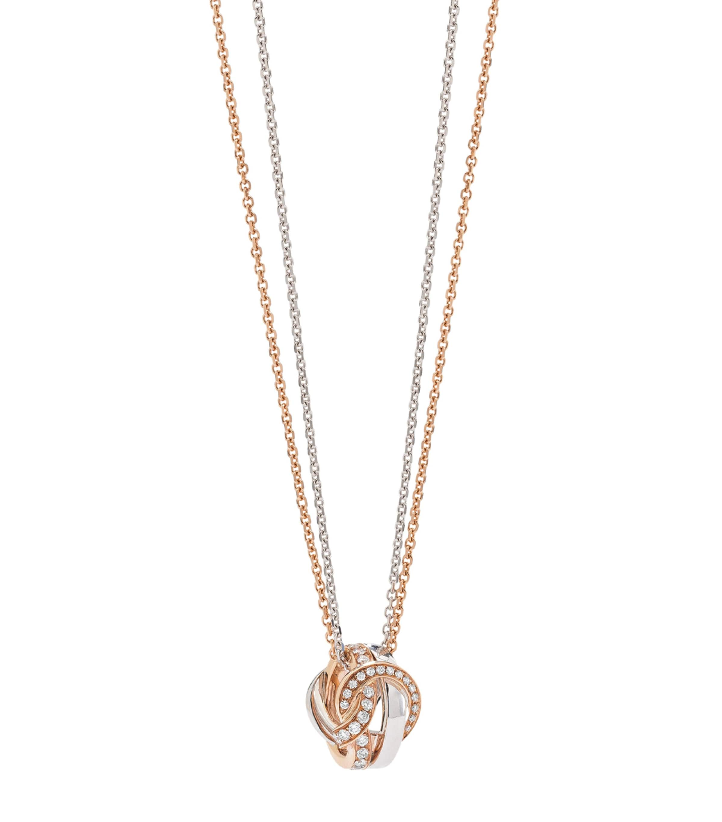 Boodles Rose Gold, White Gold And Diamond Knot Pendant Necklace