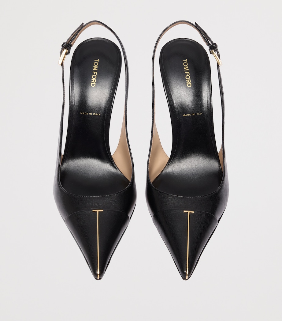 TOM FORD Womens Leather T Slingback Pumps Naa Image 4