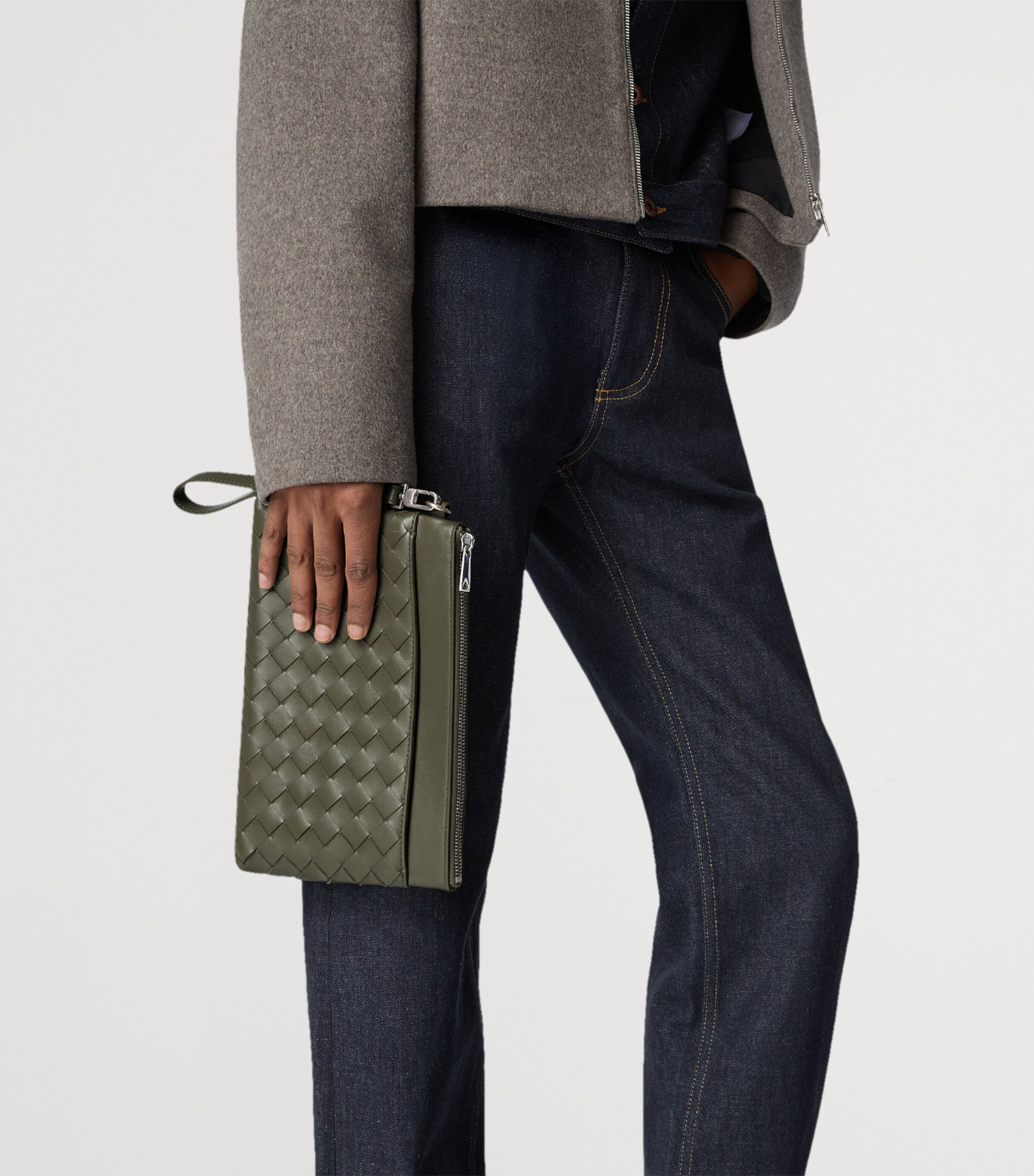 Bottega Veneta Leather Intrecciato Prism Pouch Image 2
