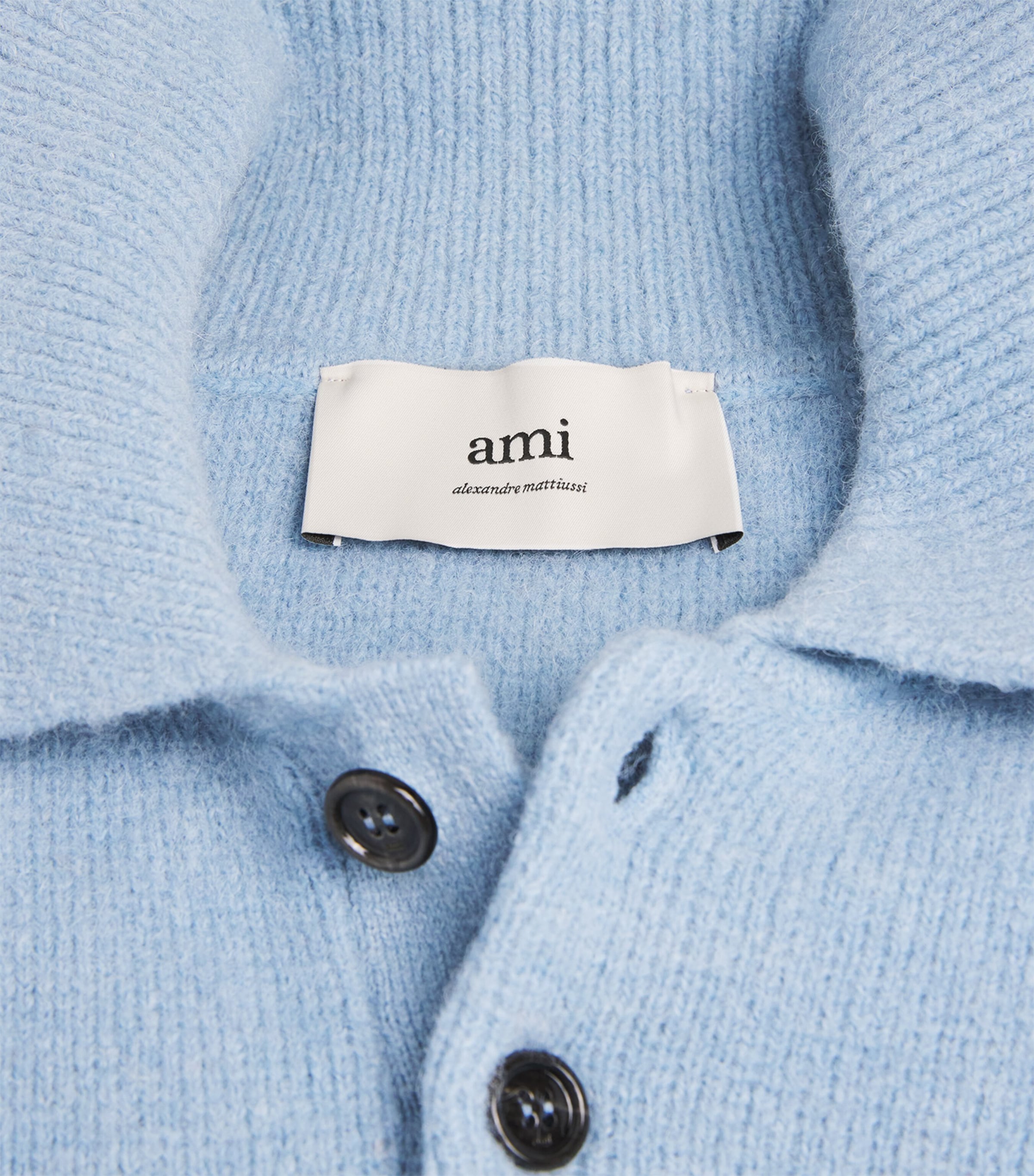 AMI Paris Blue Alpaca-Blend Polo Sweater | Harrods US
