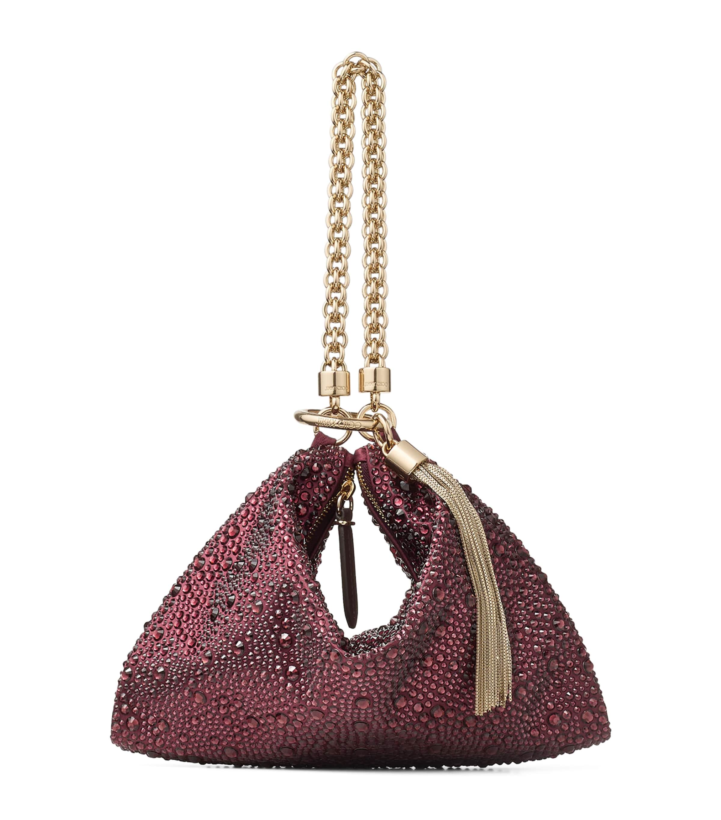 Jimmy Choo Callie Crystal-embellished Satin Clutch Bag In Burgundy
