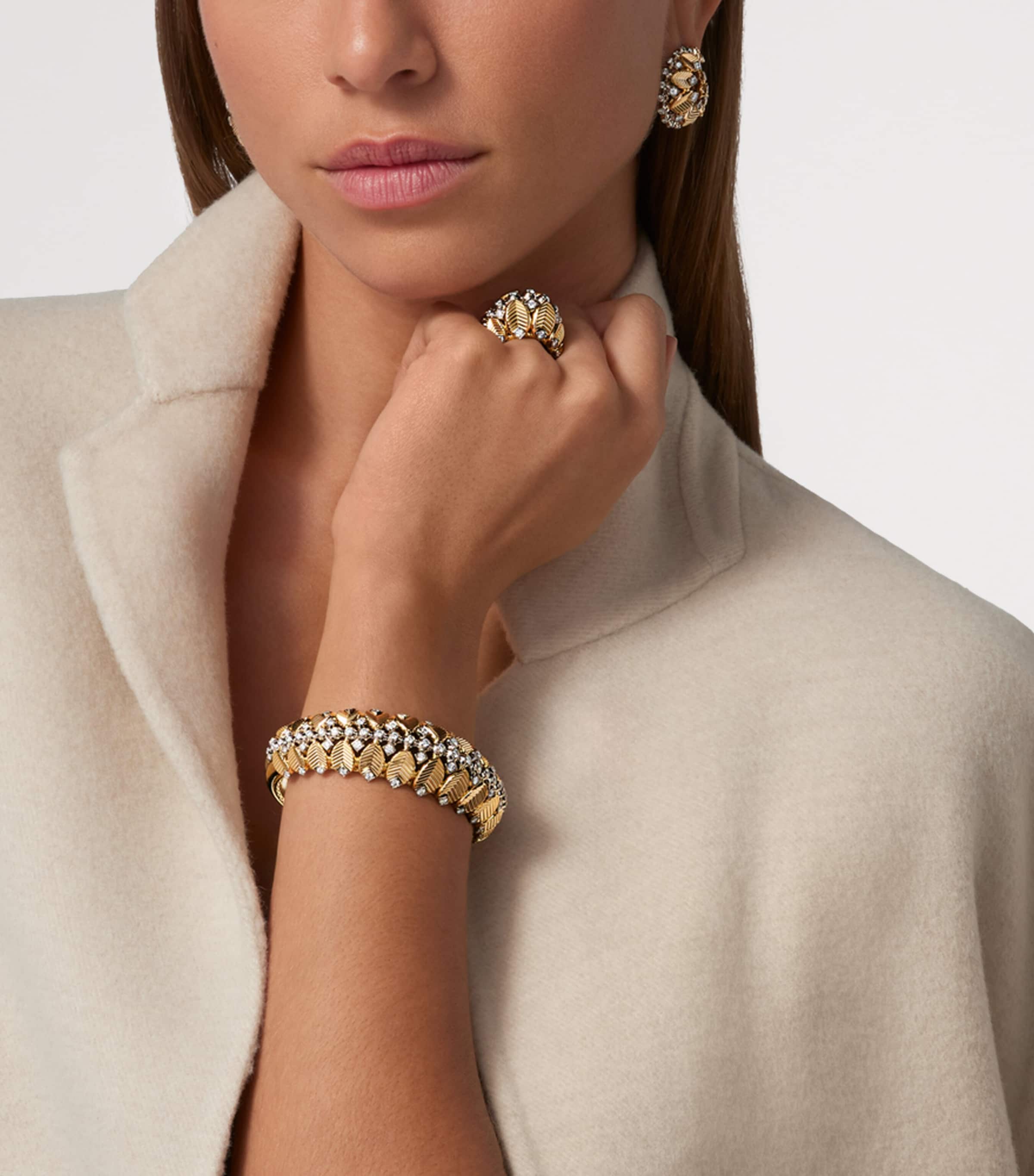 Yellow Gold, White Gold and Diamond Grain de Café Ring YELLOW GOLD Image 2